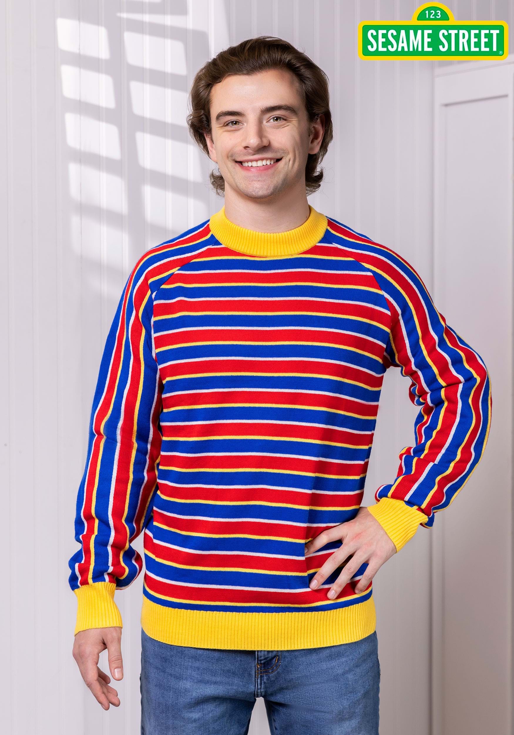 Adult Sesame Street Ernie Cosplay Knit Sweater 1 Adult Sesame Street Ernie Cosplay Knit Sweater