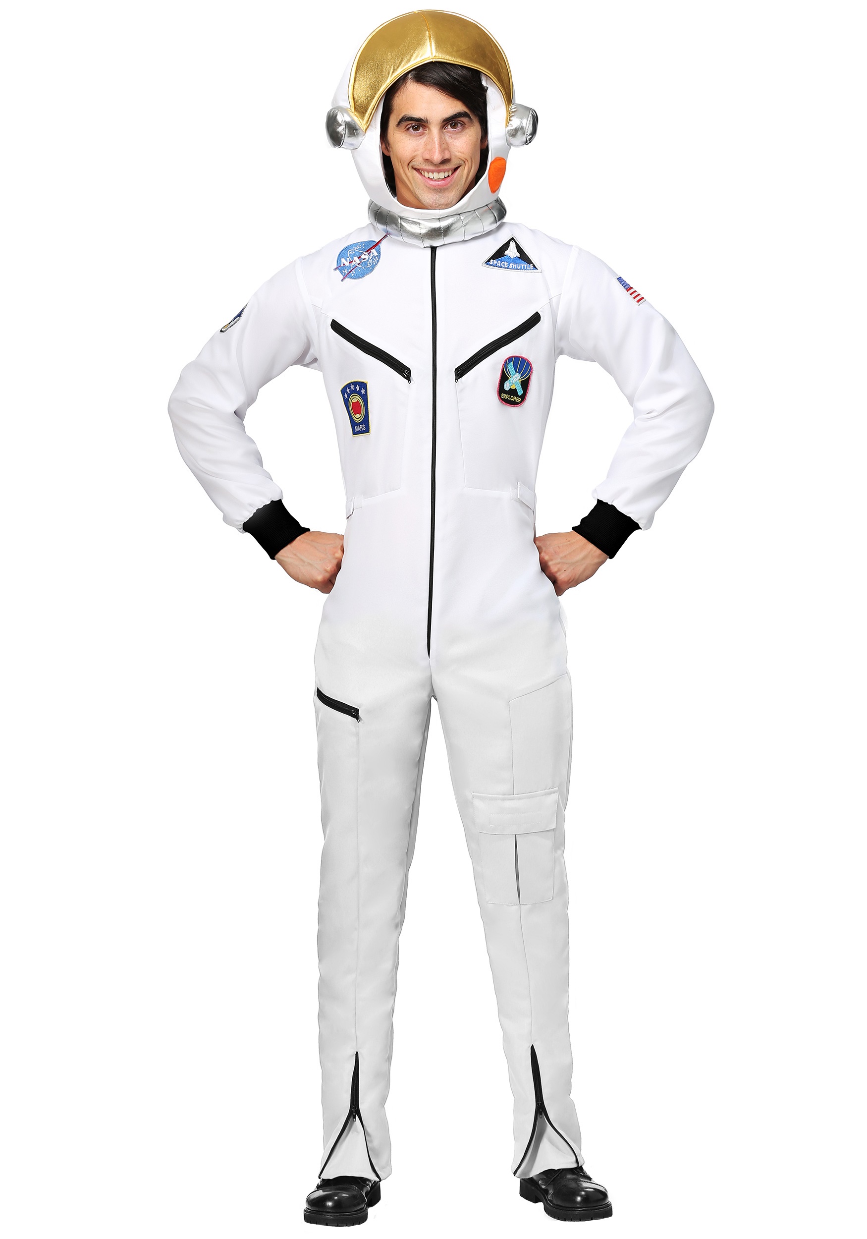 Plus Size White Astronaut Jumpsuit Costume for Adults