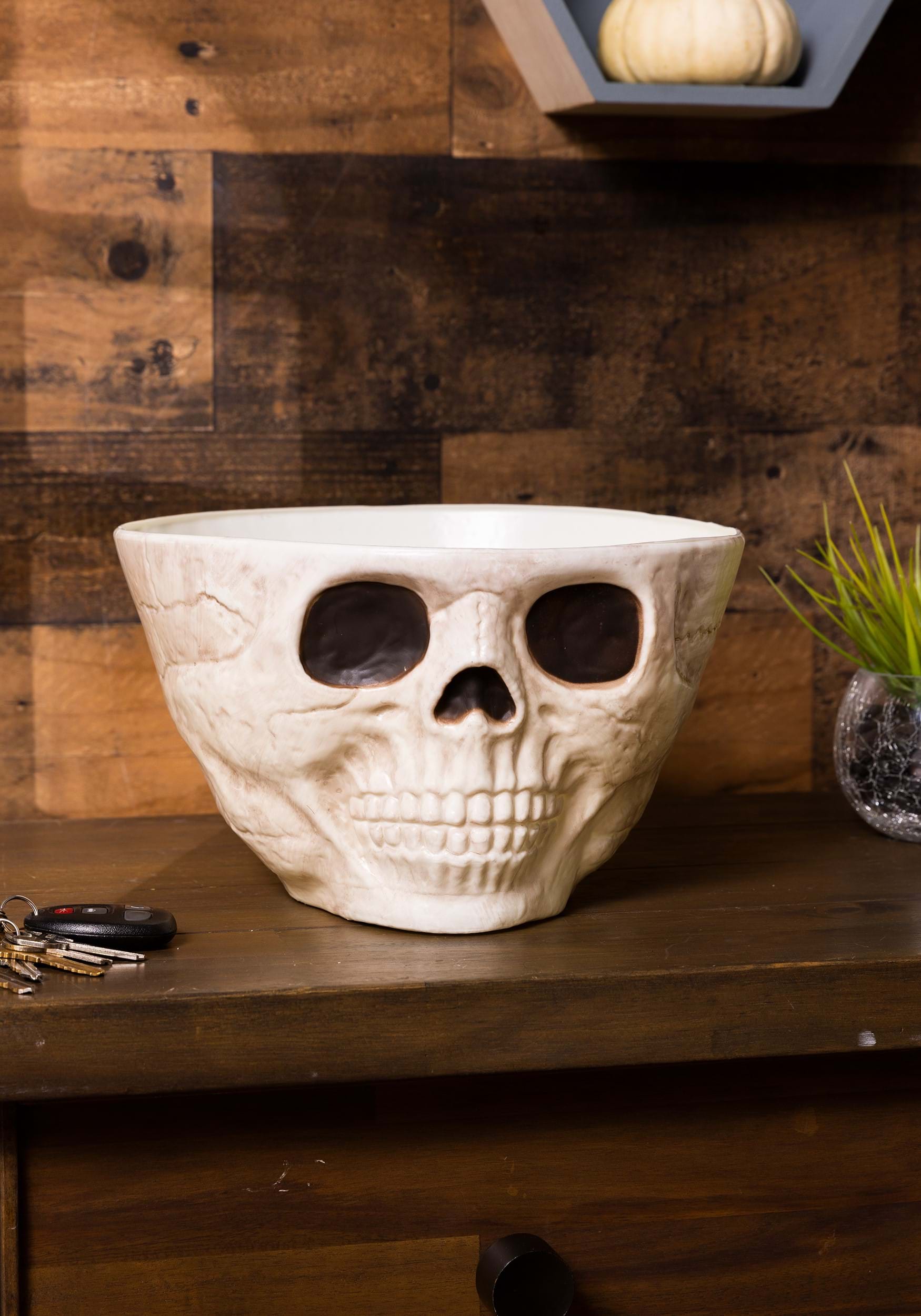 10-Inch Wide Skull Head Candy Bowl Decoration