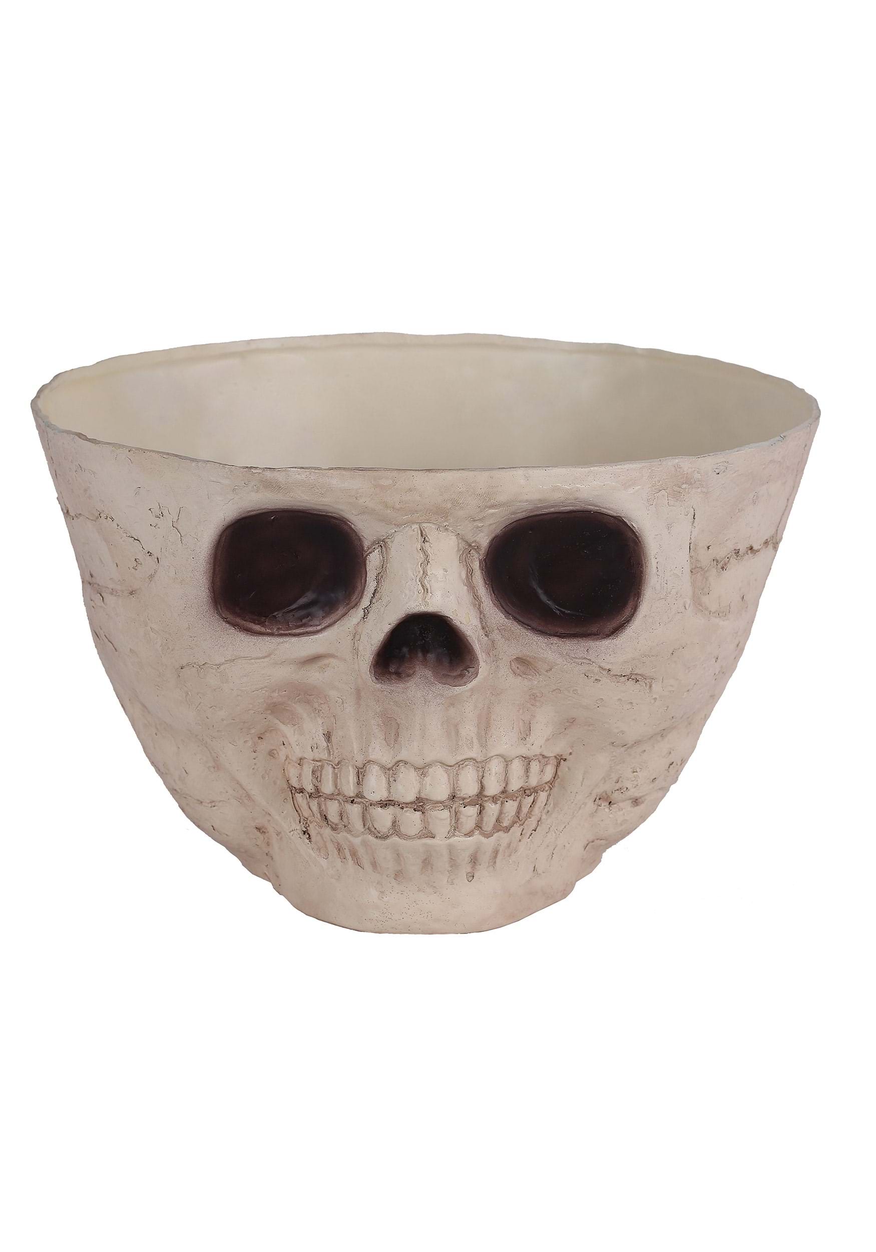 10-Inch Wide Skull Head Candy Bowl Decoration