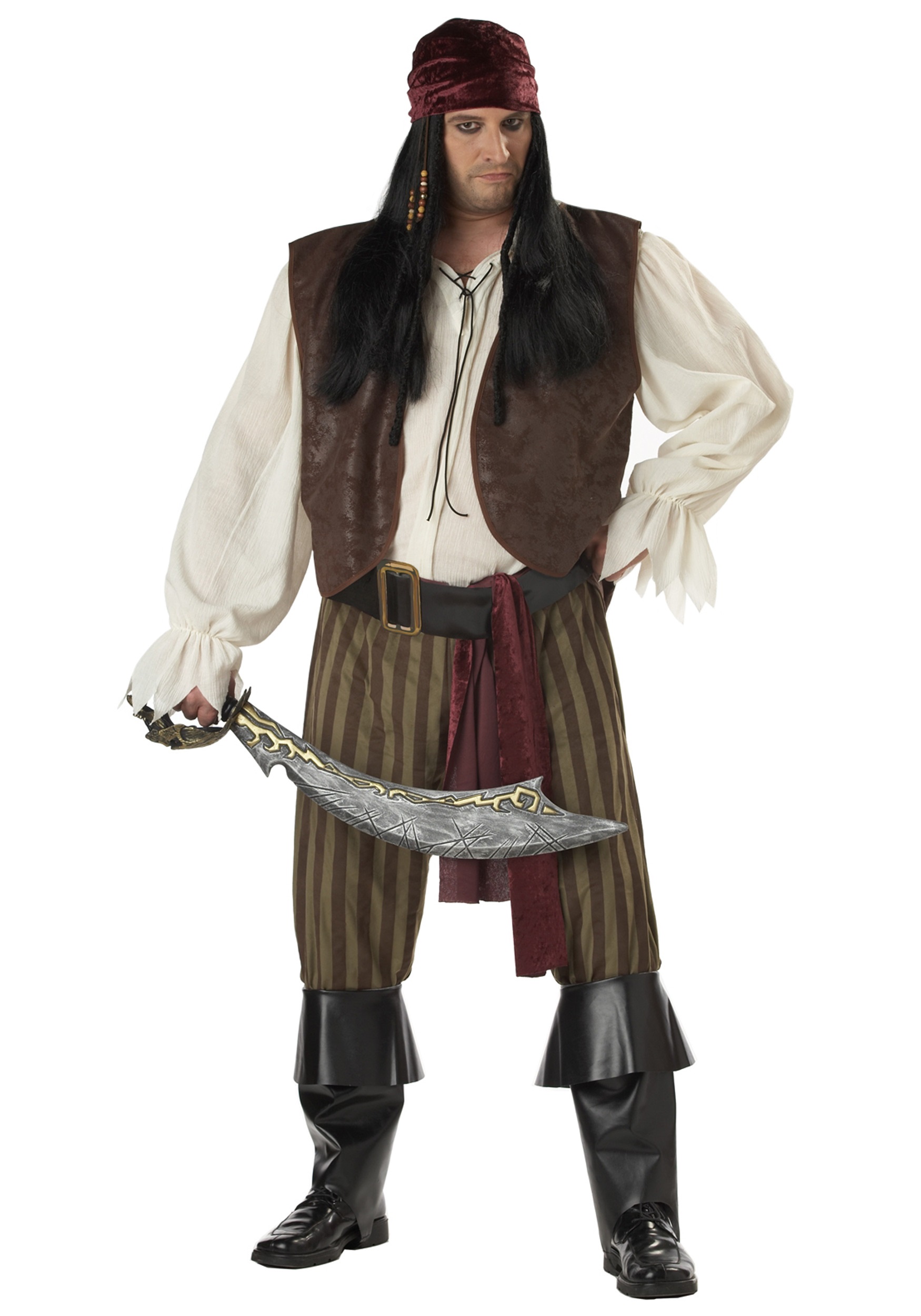 Plus Size Rogue Pirate Men's Costume 1 Plus Size Rogue Pirate Men's Costume