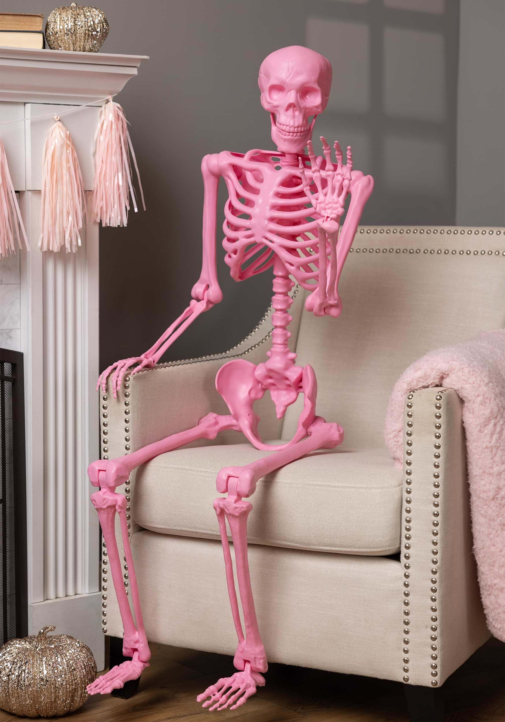 5 Foot Crazy Bones Poseable Skeleton in Pink Halloween Decoration