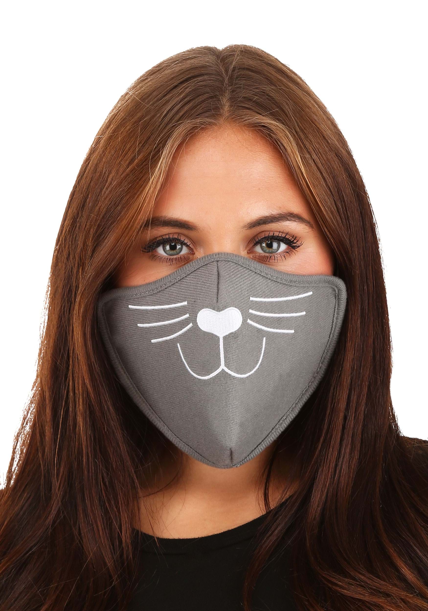 Gray Cat Face Mask for Adults