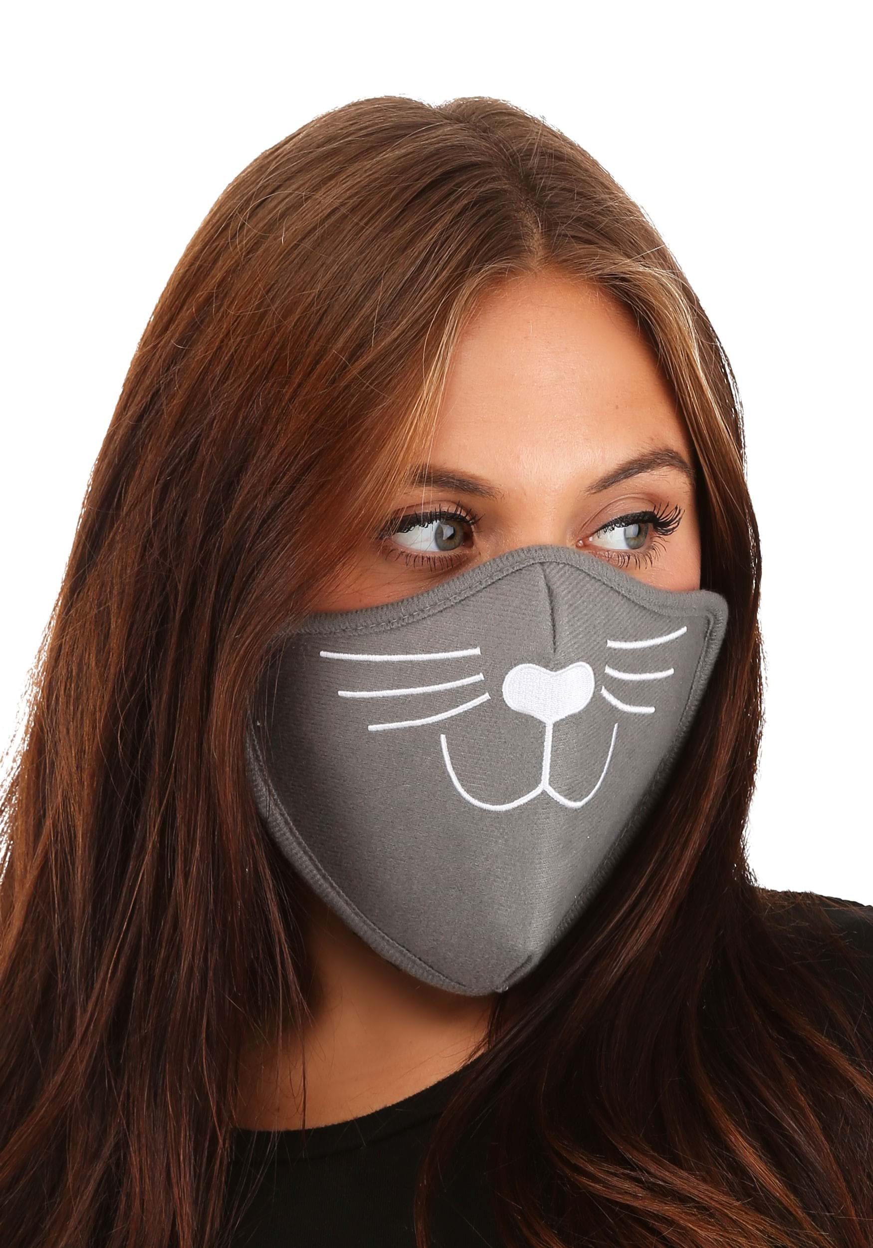 Gray Cat Face Mask for Adults