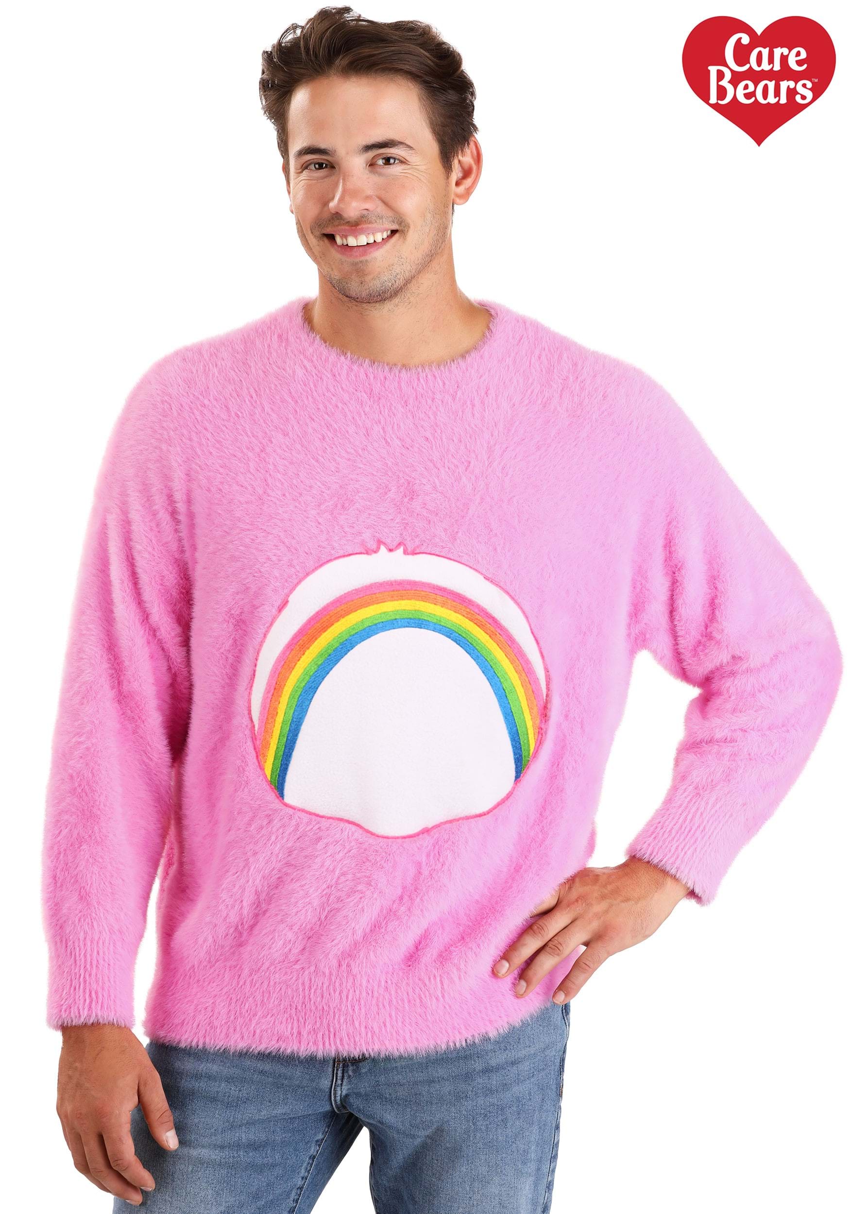 Adult Care Bears Cheer Bear Belly Badge Sweater