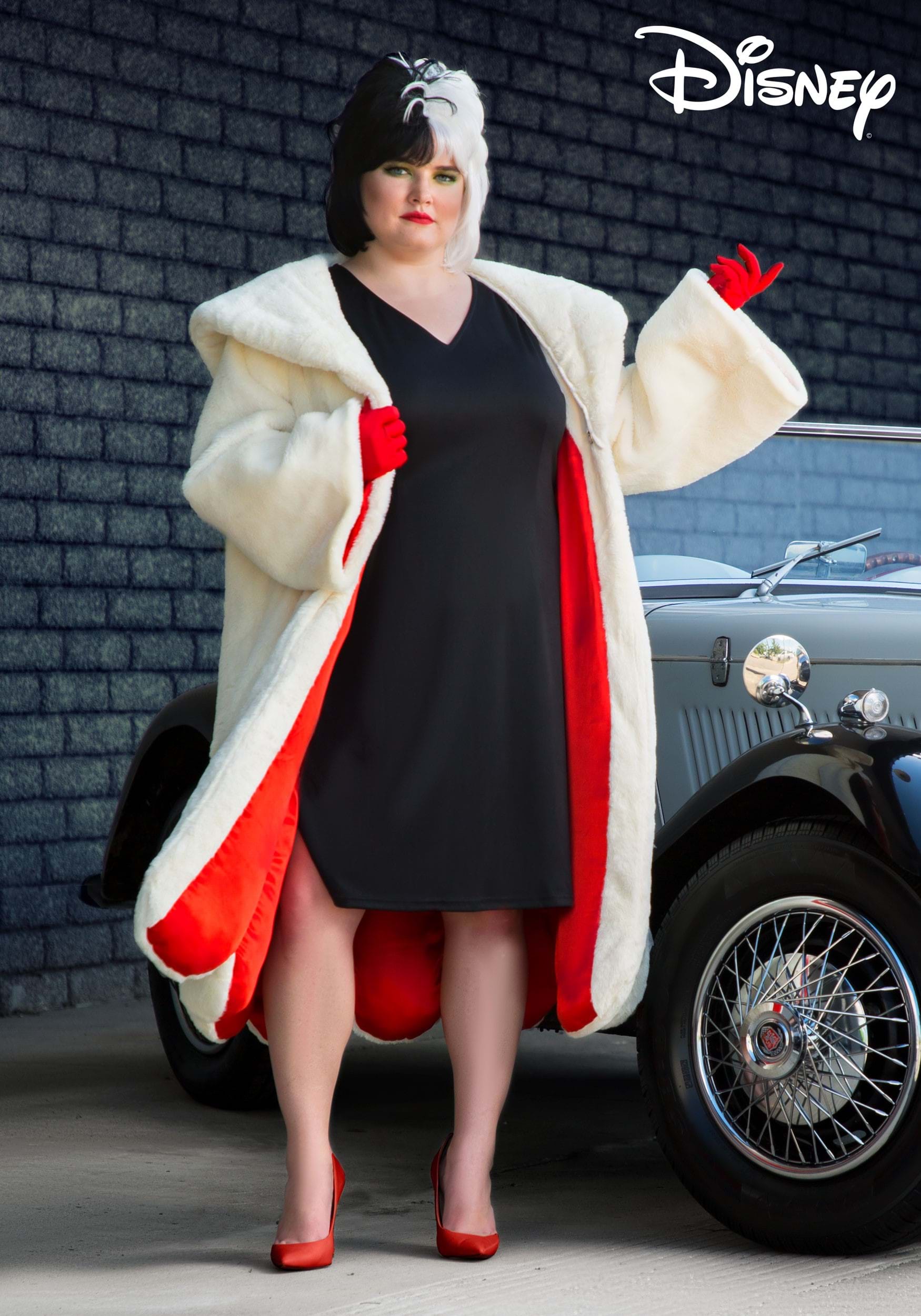 Cruella De Vil Coat Costume for Plus Size Women from Disney's 101 Dalmatians