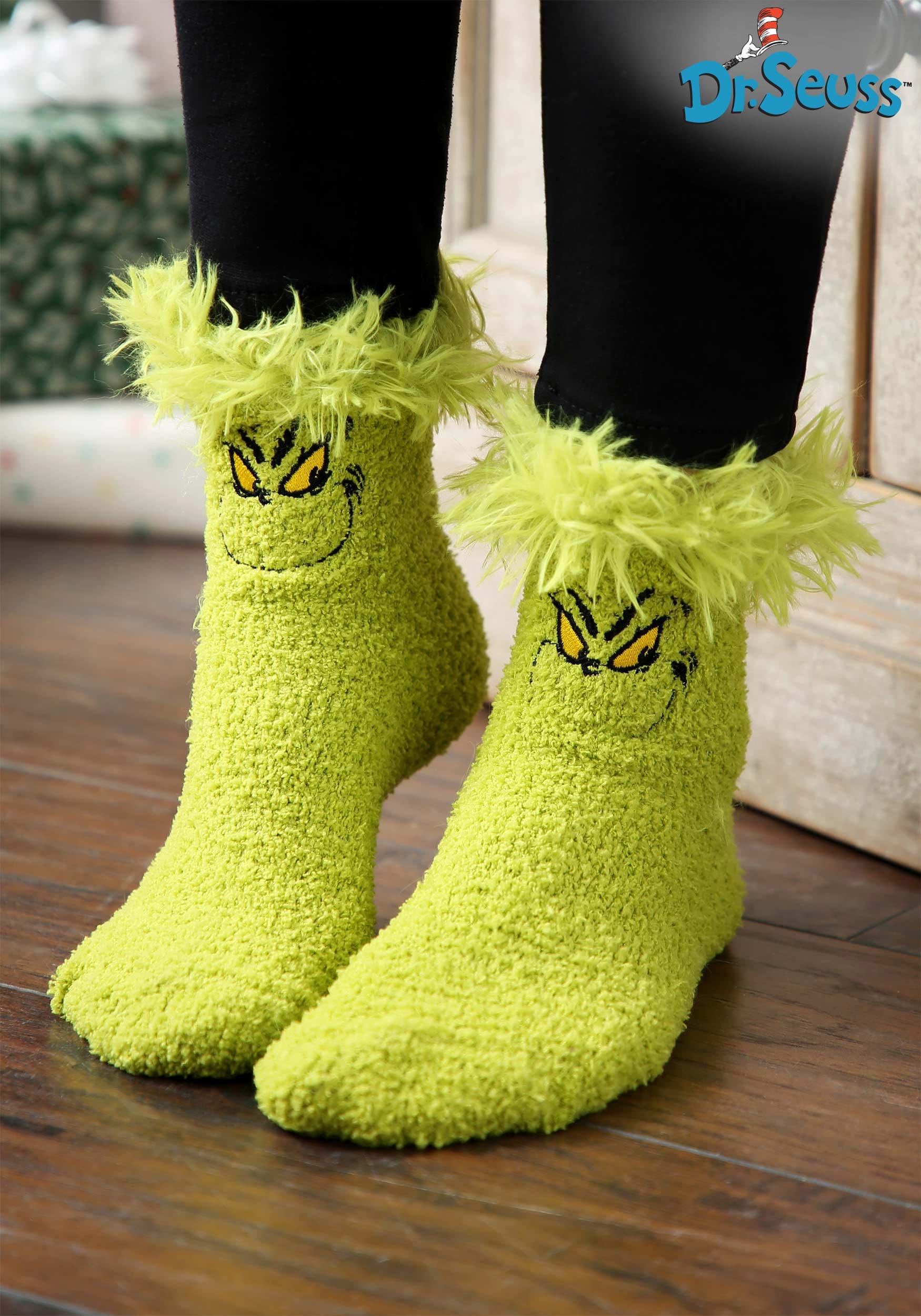 Fuzzy Grinch Socks