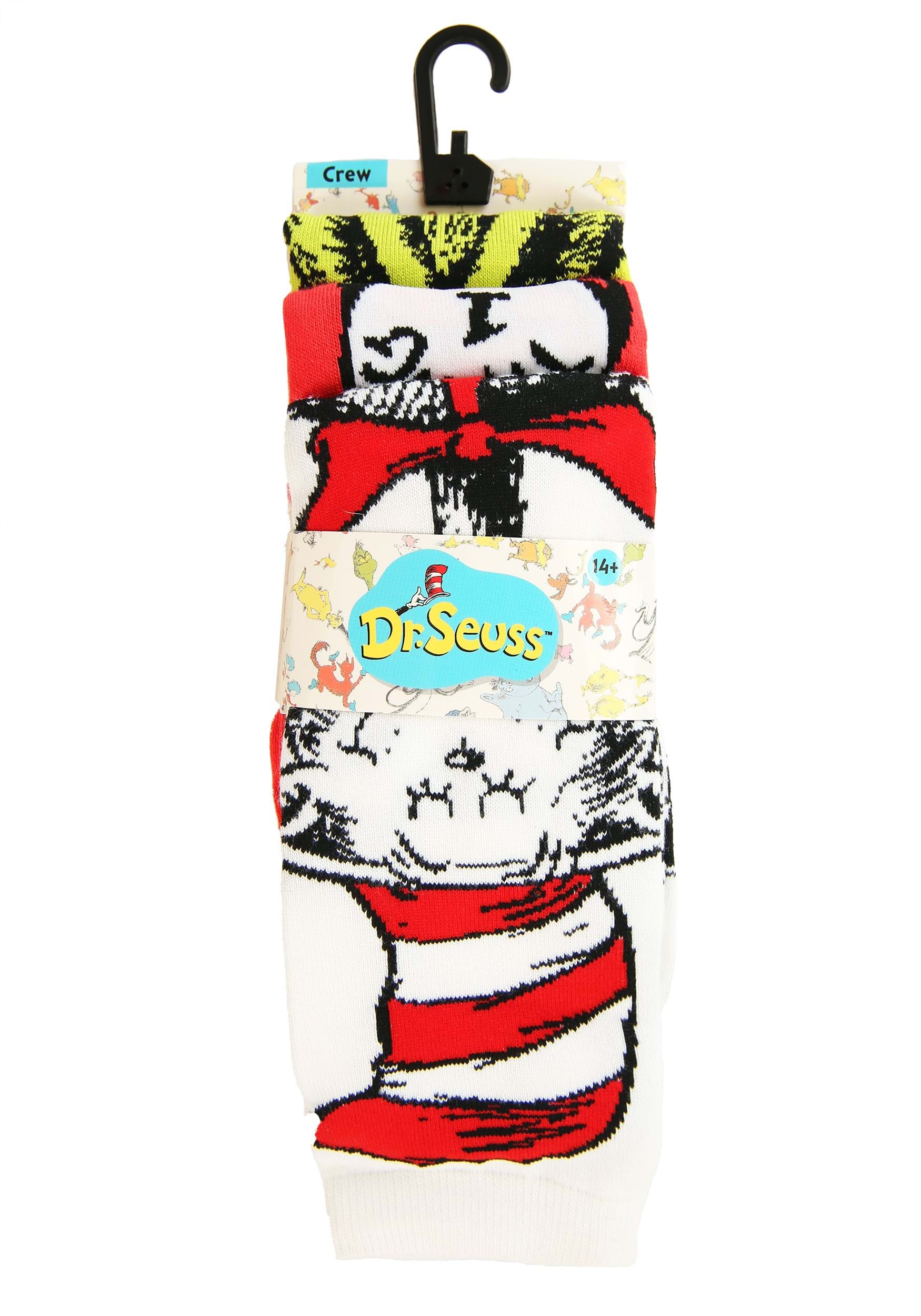 Dr. Seuss Characters 3 Pairs Crew Sock Set for Adults 2 Dr. Seuss Characters 3 Pairs Crew Sock Set for Adults