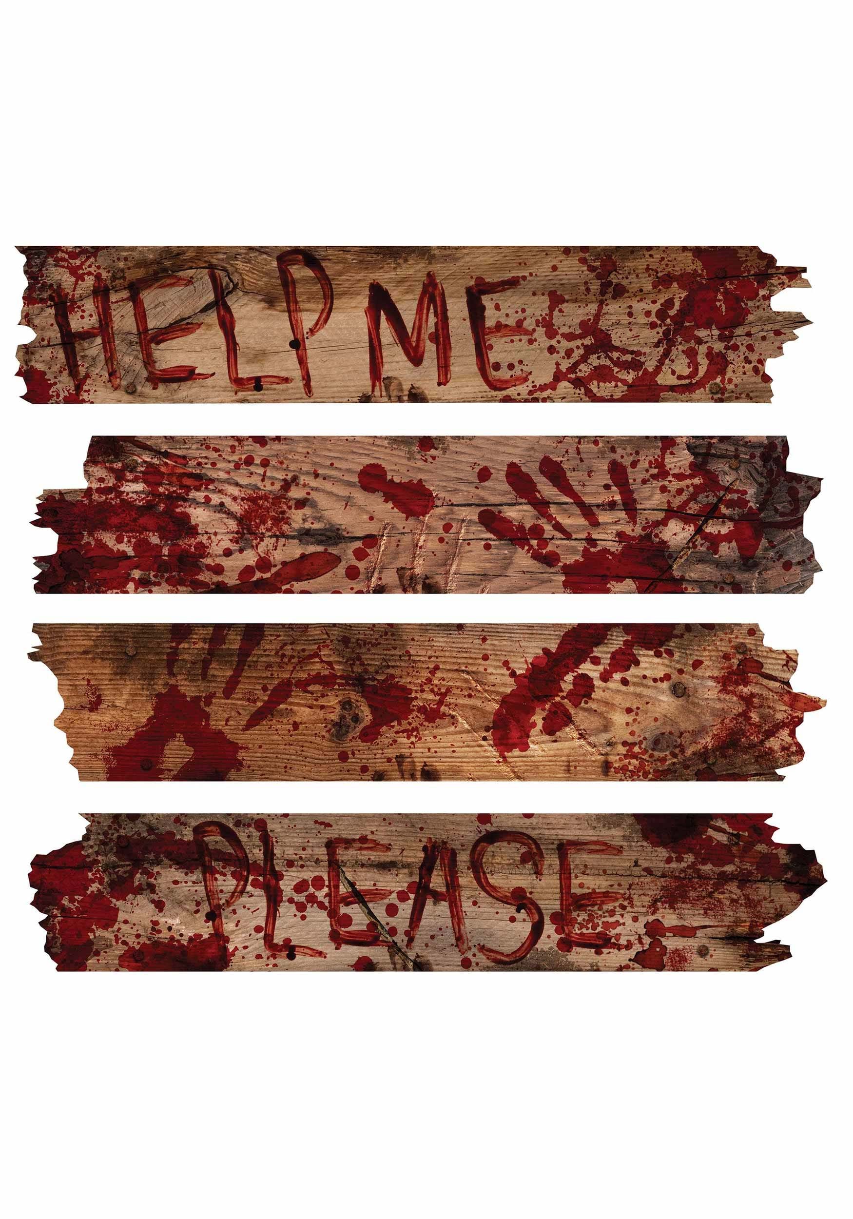 27-Inch Haunted "Help Me" Bloody Wooden Window Boards Decoration