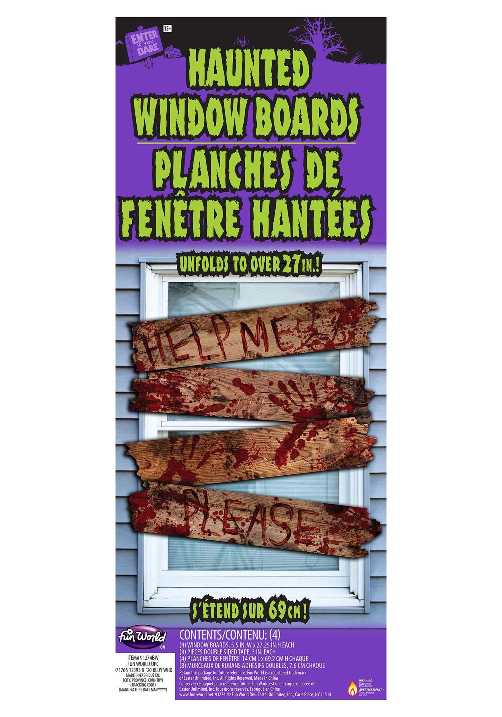 27-Inch Haunted "Help Me" Bloody Wooden Window Boards Decoration