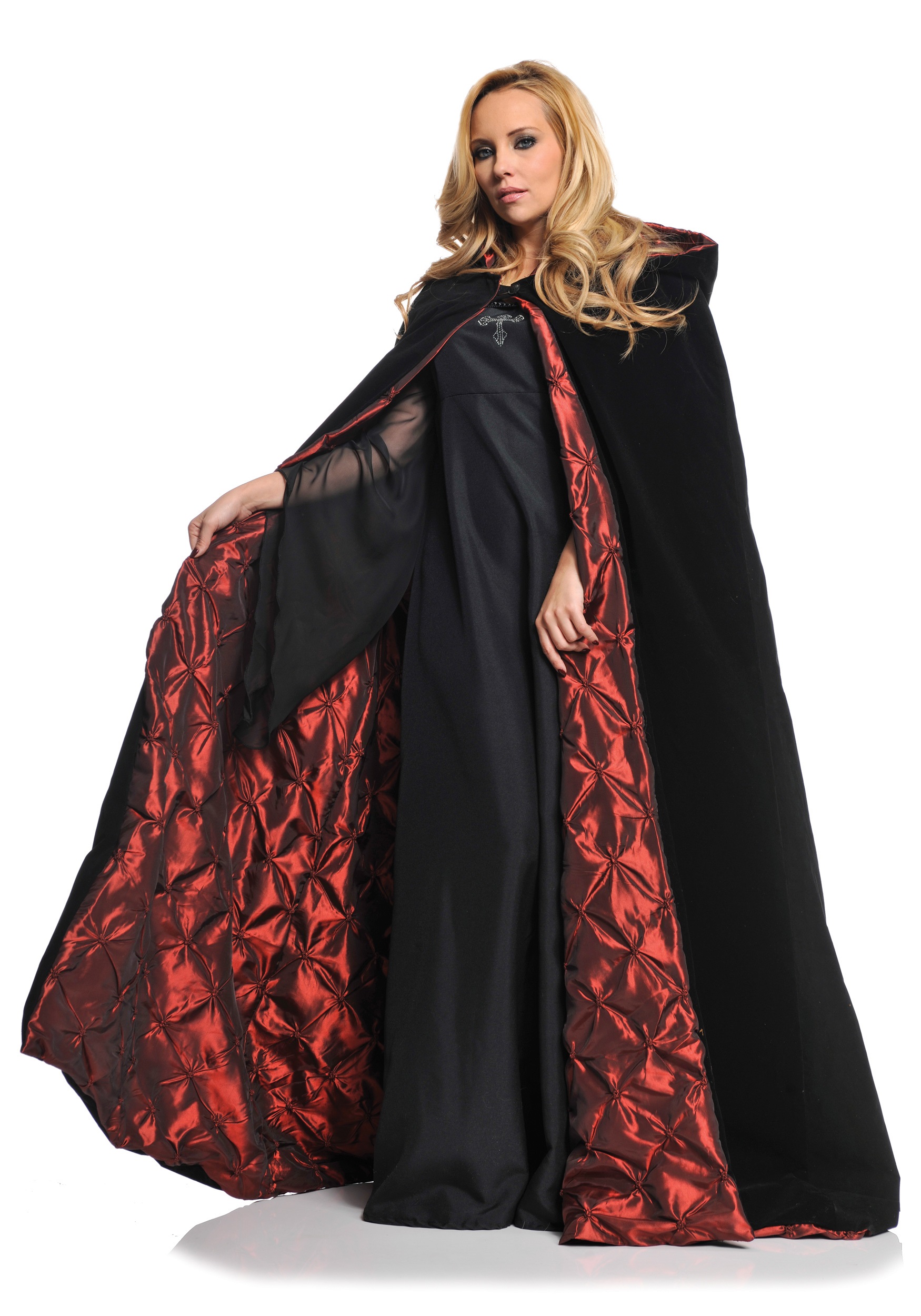 Women's Deluxe Velvet Cape w/ Quilted Red Lining