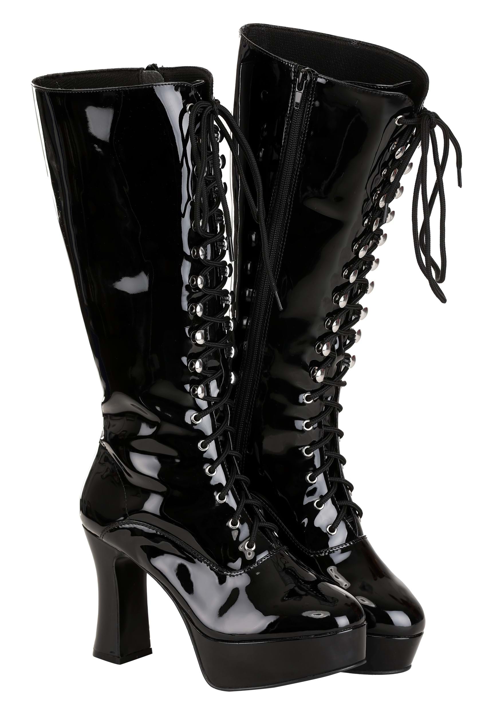 Faux Leather Sexy Black Women's Knee High Boots