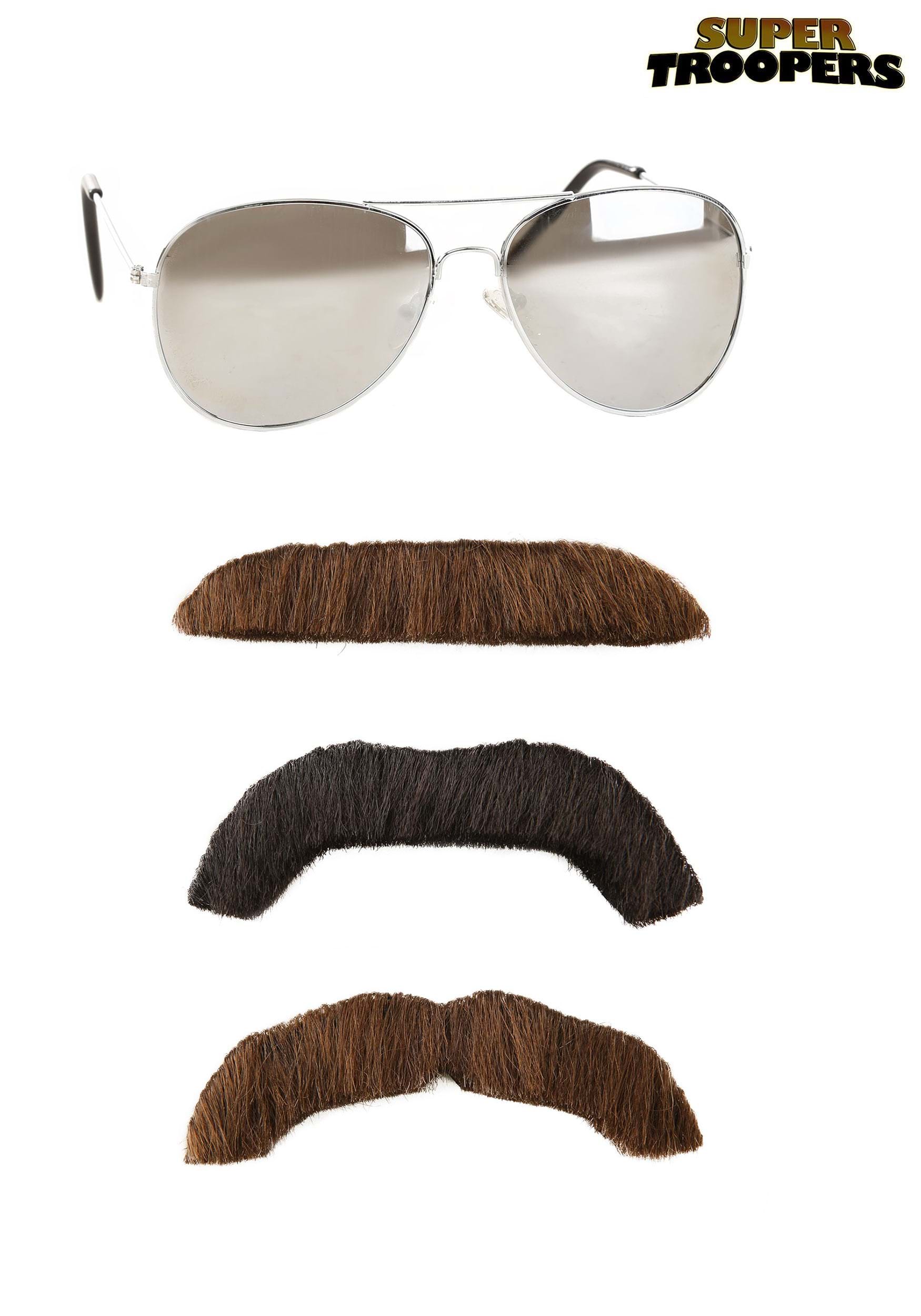 Men's Super Troopers Mustache and Sunglasses Kit 2 Men's Super Troopers Mustache and Sunglasses Kit