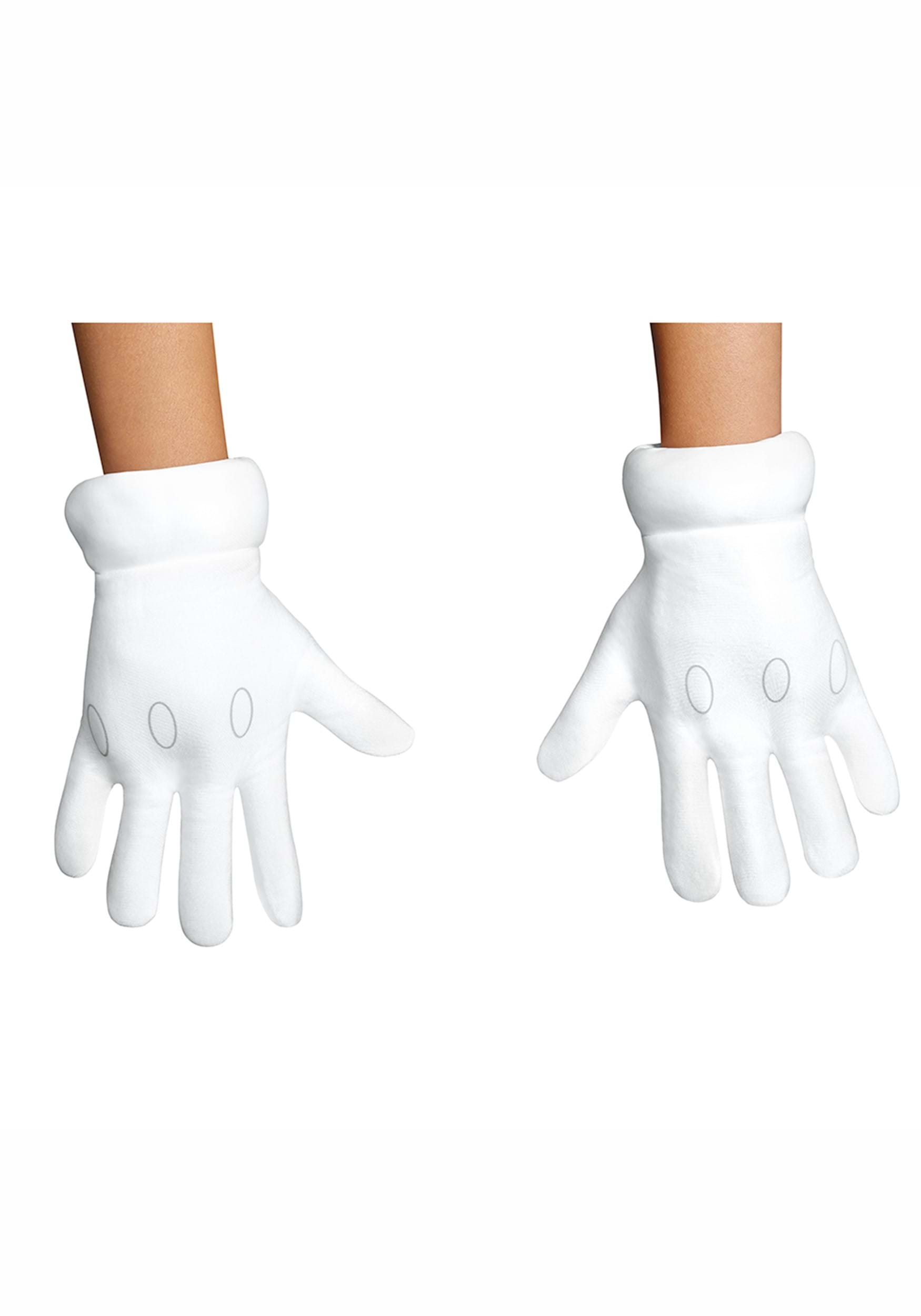 Kid's Super Mario Brothers White Costume Gloves