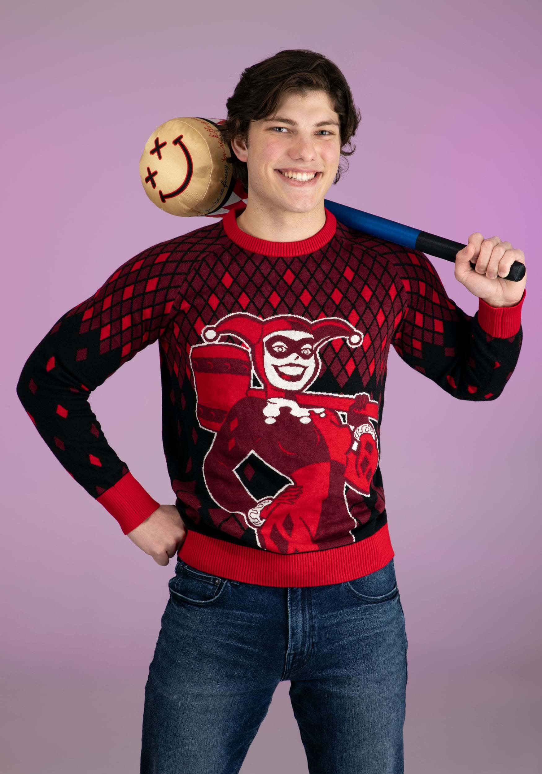 Harley Quinn Hammer Time Ugly Sweater for Adults 7 Harley Quinn Hammer Time Ugly Sweater for Adults