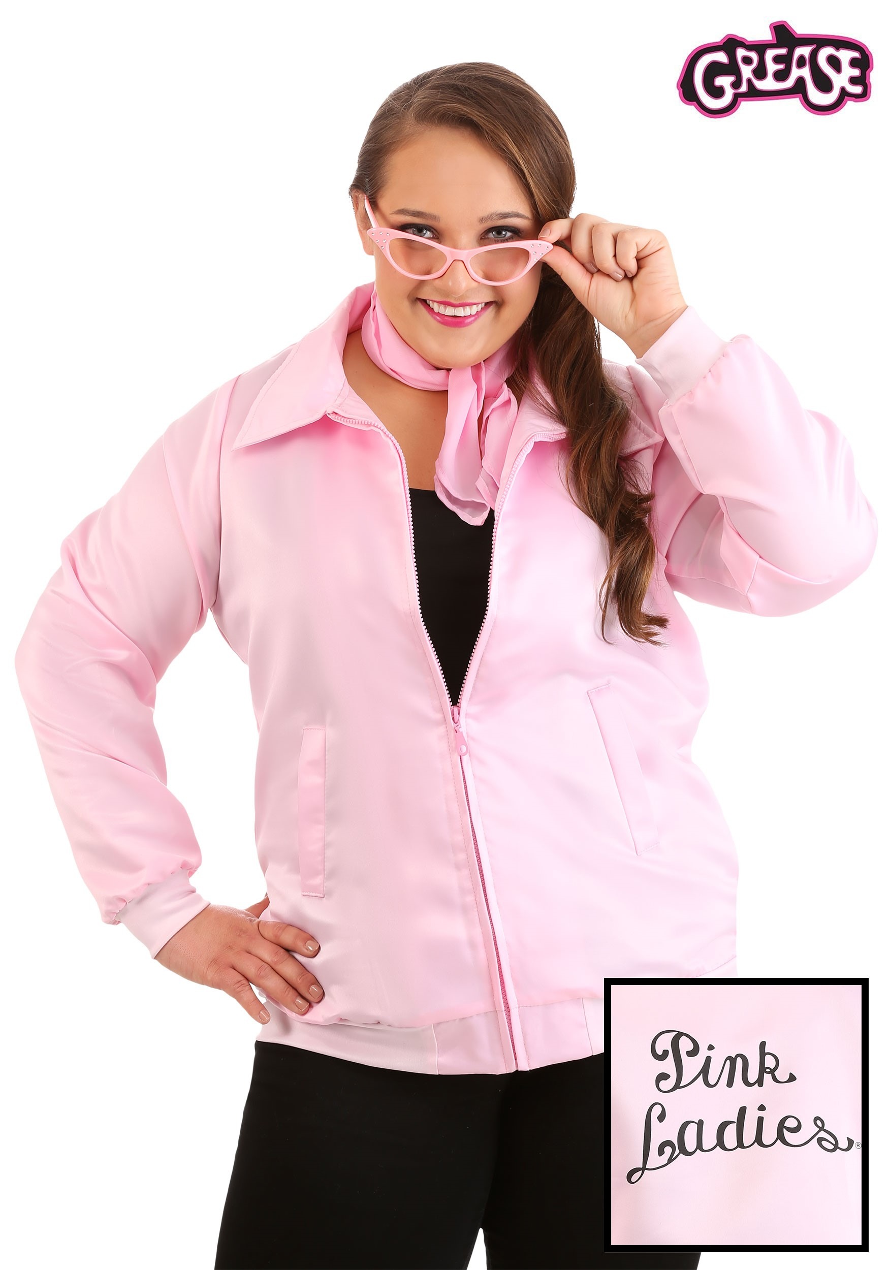 Grease Pink Ladies Plus Size Women's Costume Jacket 1 Grease Pink Ladies Plus Size Women's Costume Jacket
