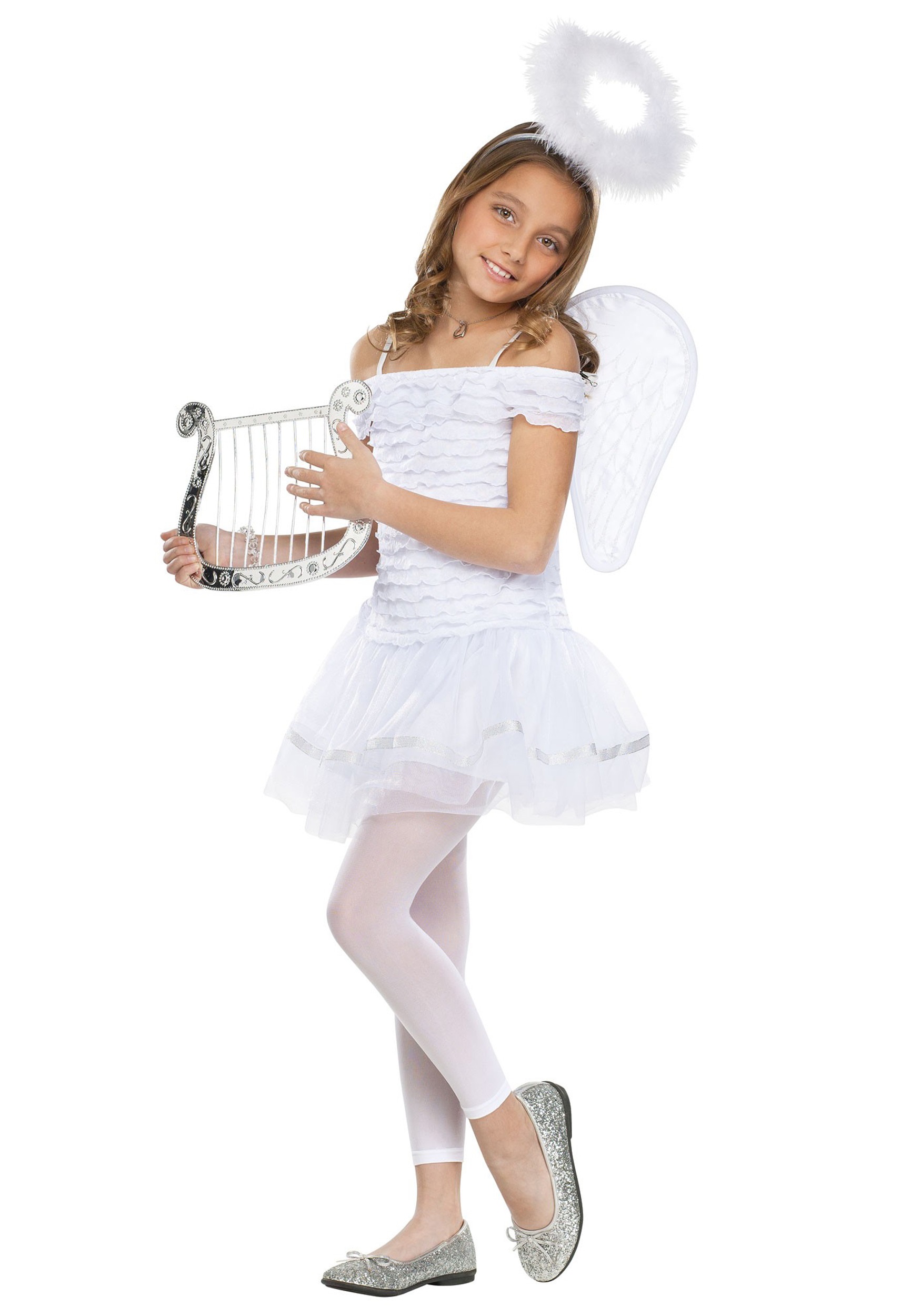 Girl's Little White Angel Costume 1 Girl's Little White Angel Costume