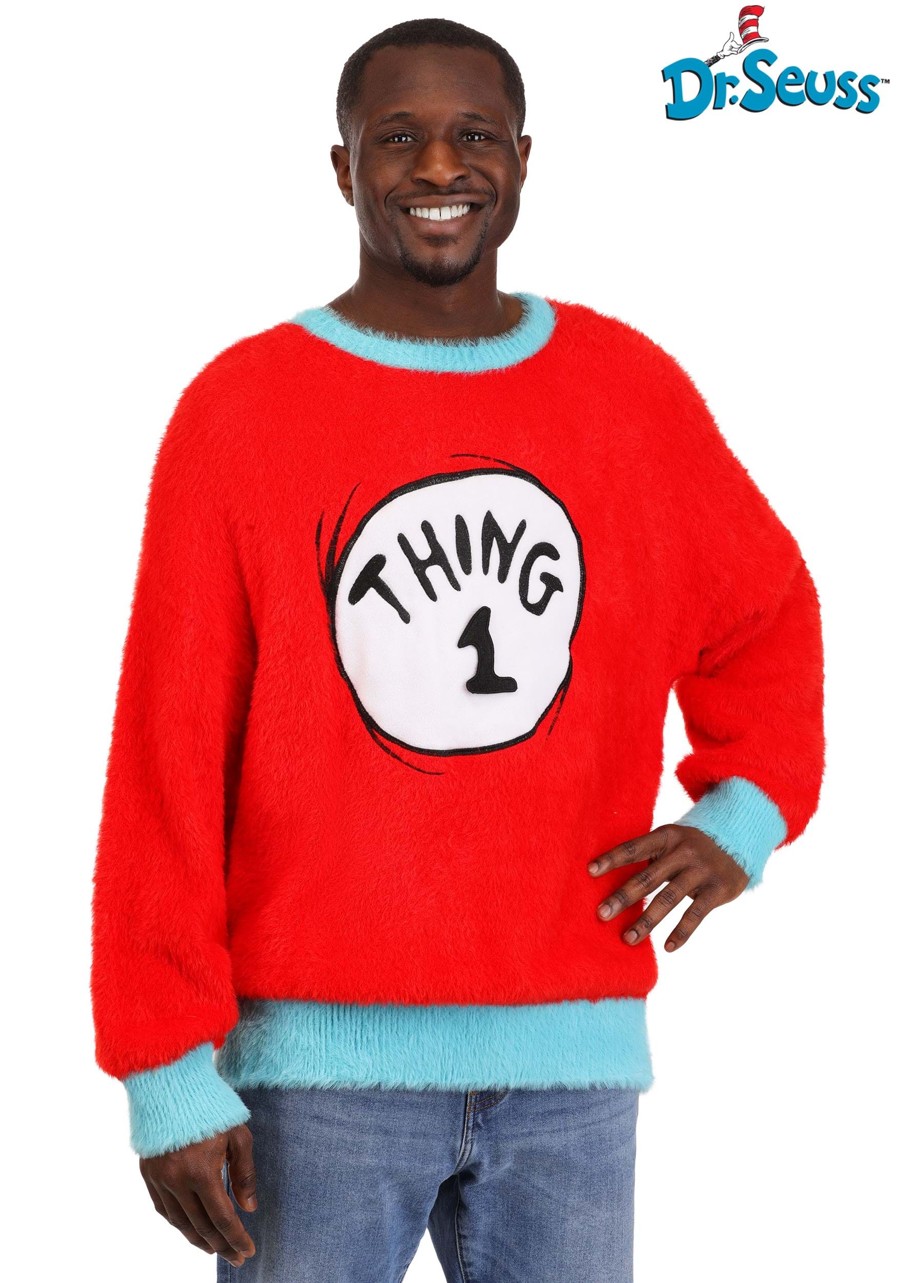 Adult Dr. Seuss Thing 1 & 2 Christmas Sweater