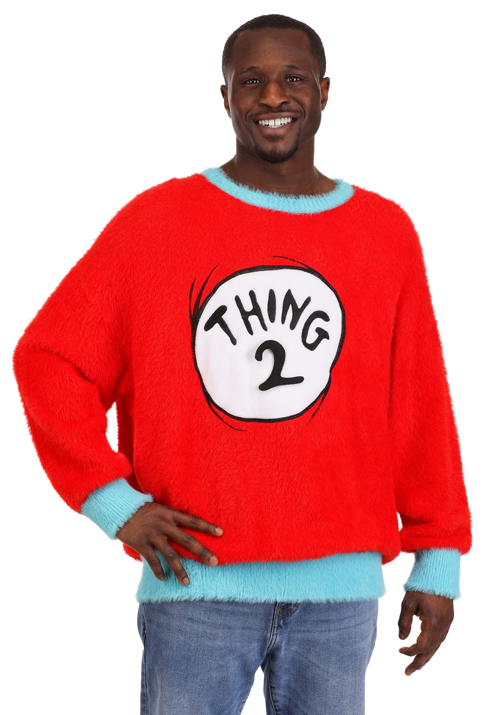 Adult Dr. Seuss Thing 1 & 2 Christmas Sweater