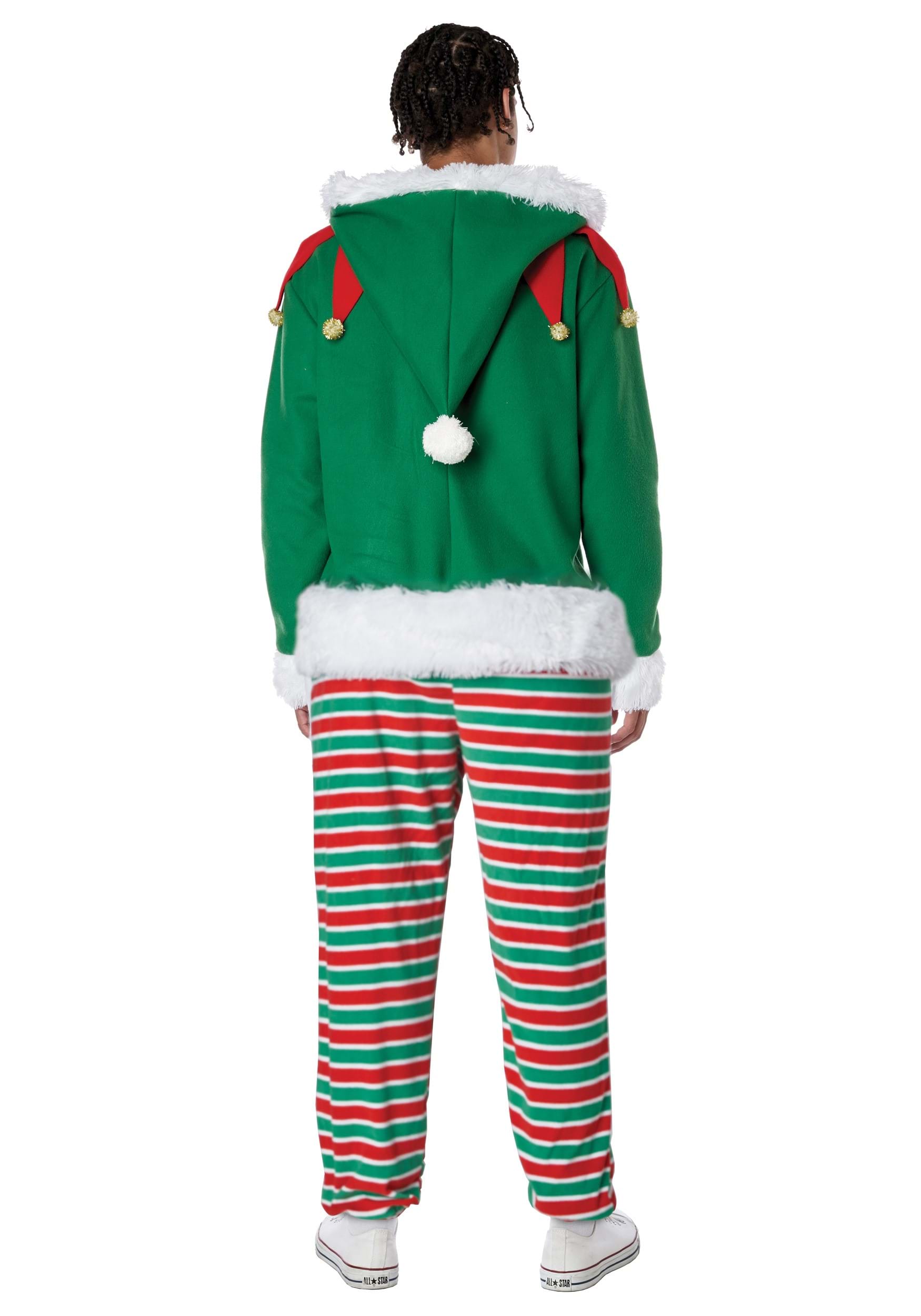 Holiday Elf Zipper Jumpsuit Adult Costume