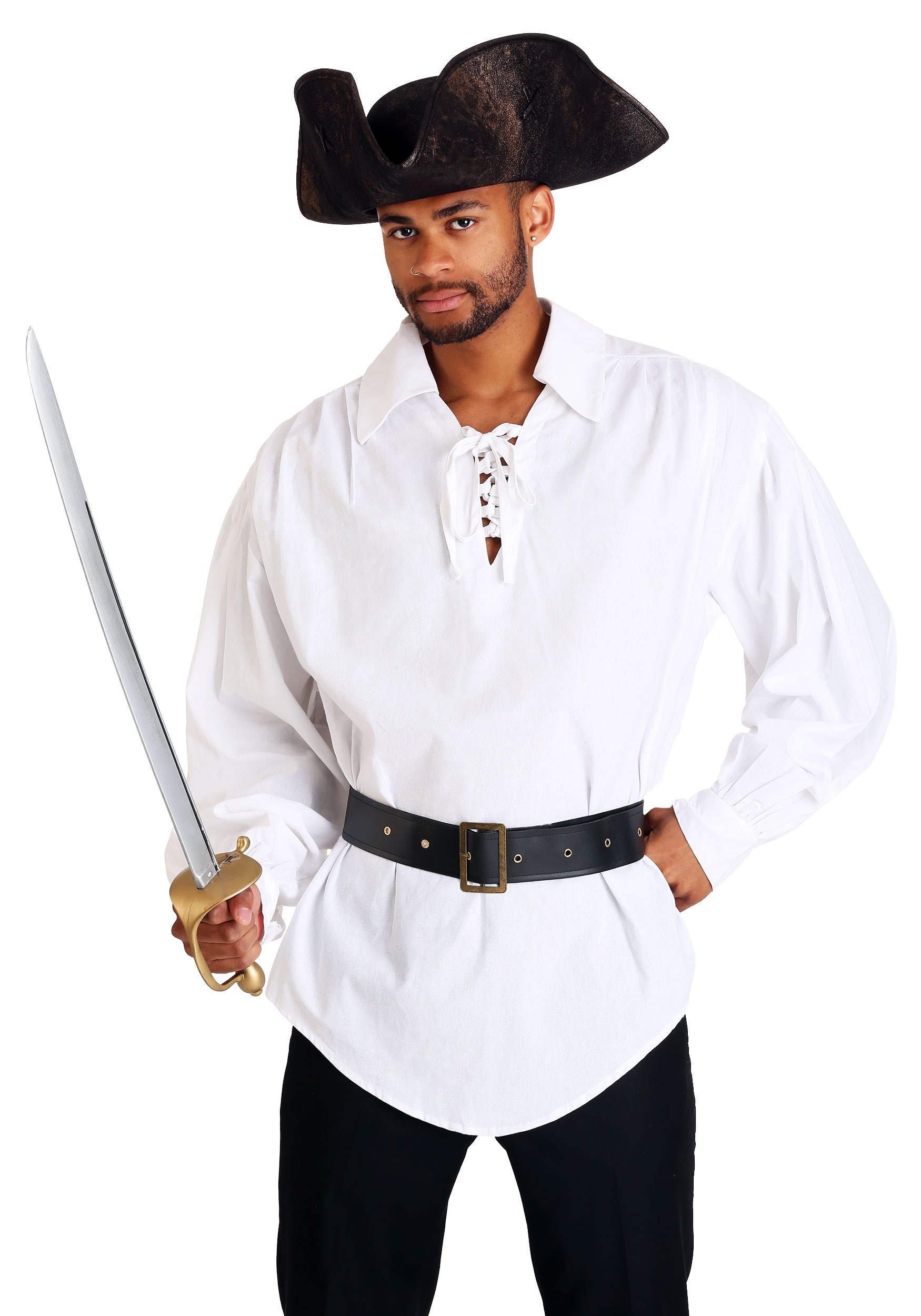 Adult White Ruffled Pirate Costume Shirt