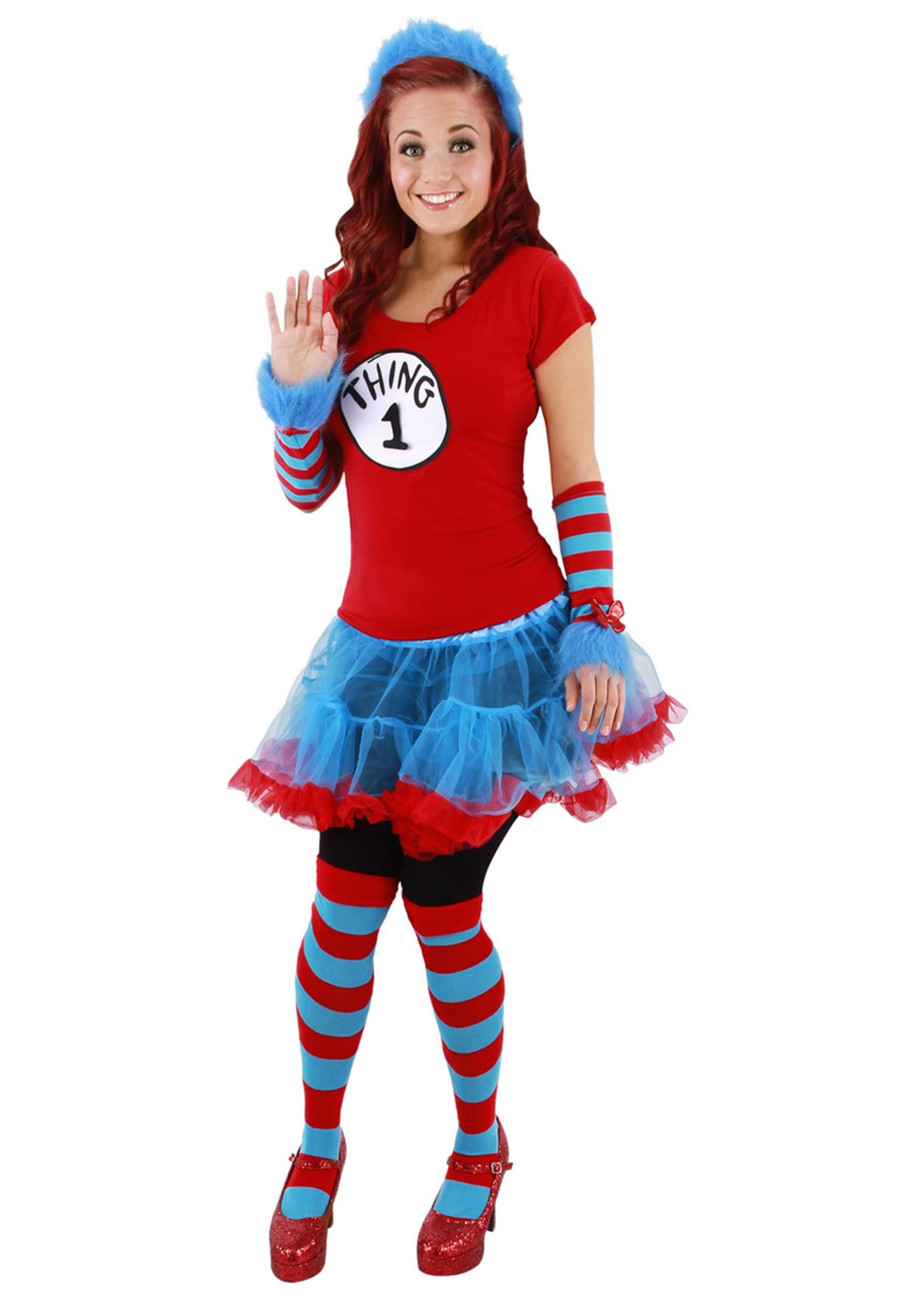 Dr. Seuss Thing 1 & Thing 2 Striped Knee High Socks for Women 2 Dr. Seuss Thing 1 & Thing 2 Striped Knee High Socks for Women