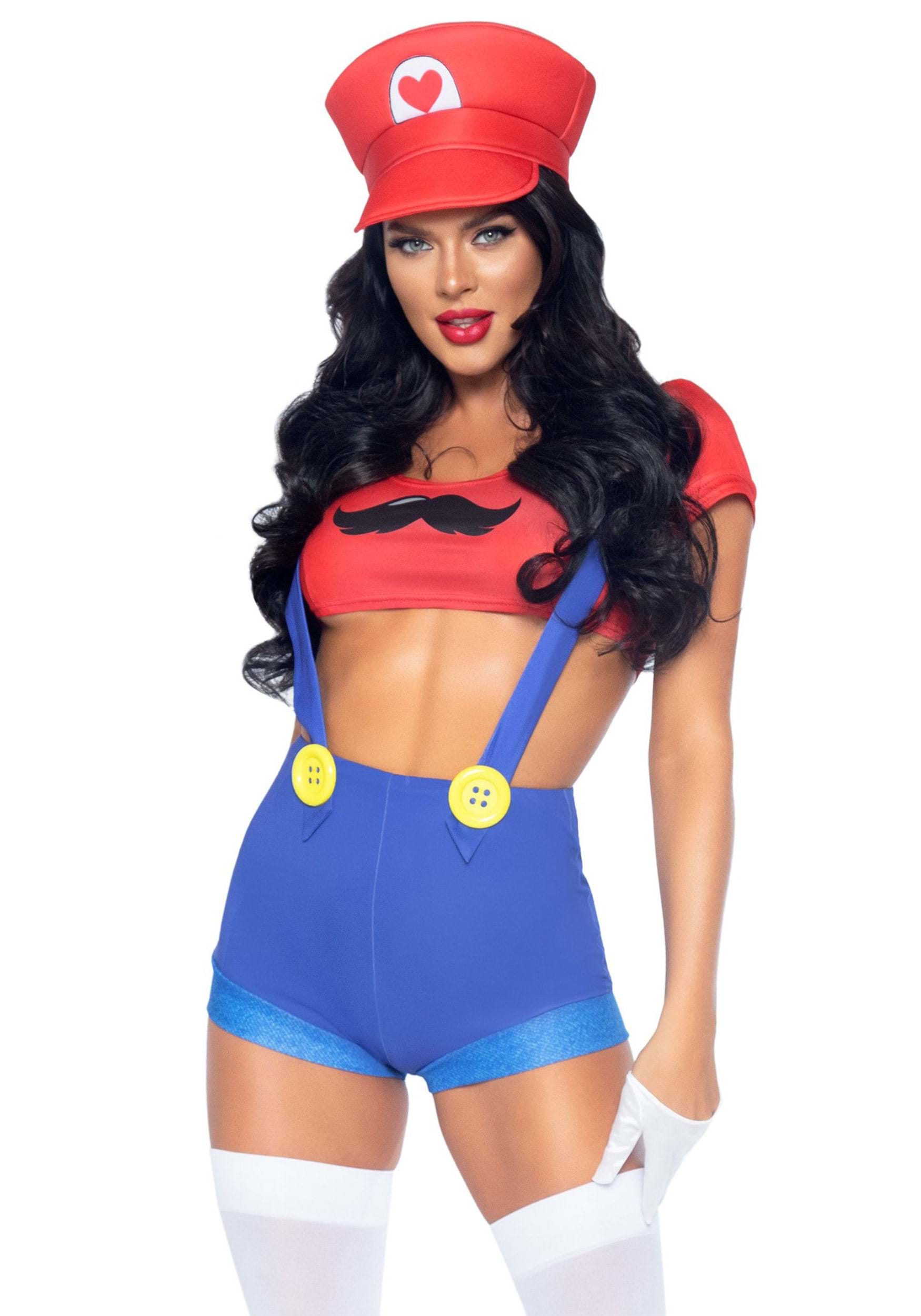 Sexy Piece Red Gamer Babe Costume for Women