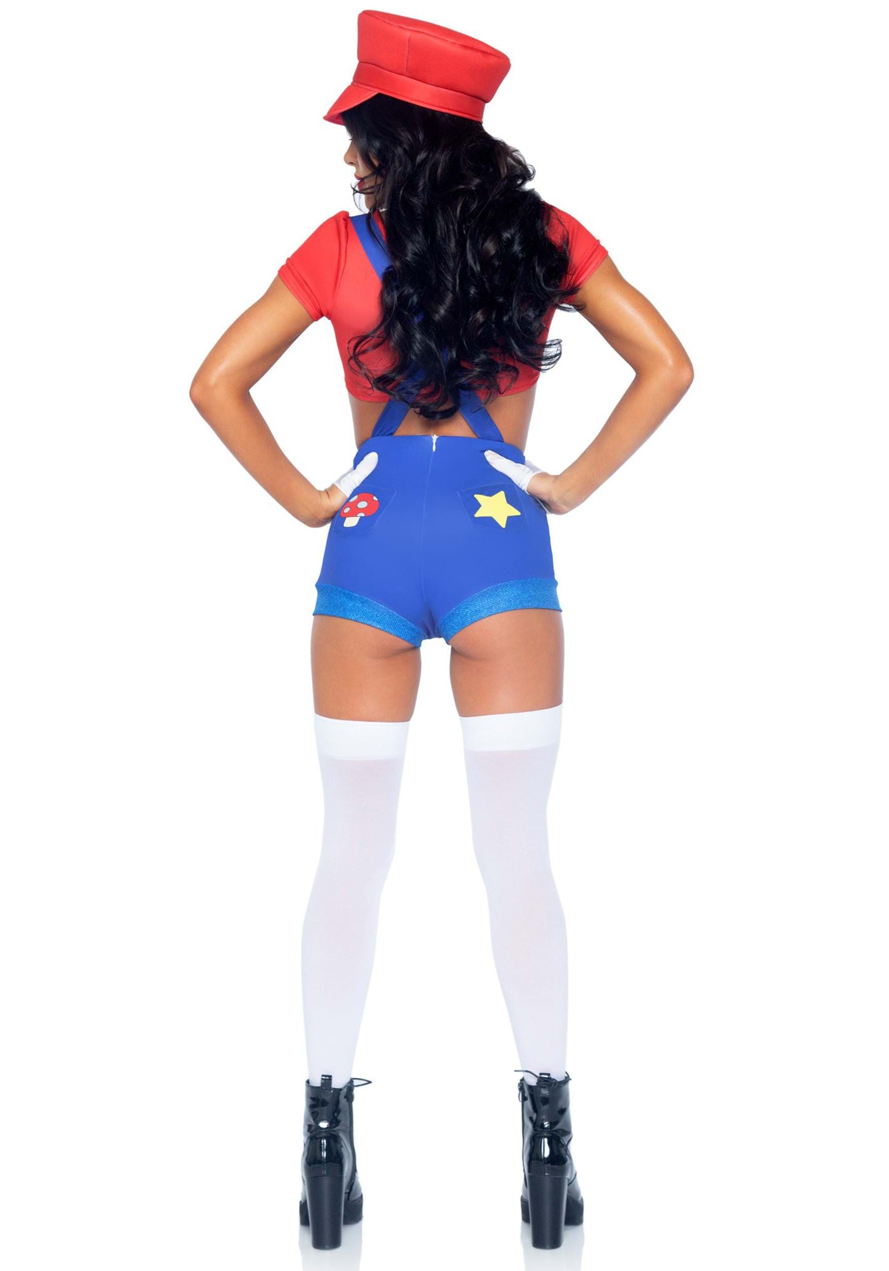 Sexy Piece Red Gamer Babe Costume for Women