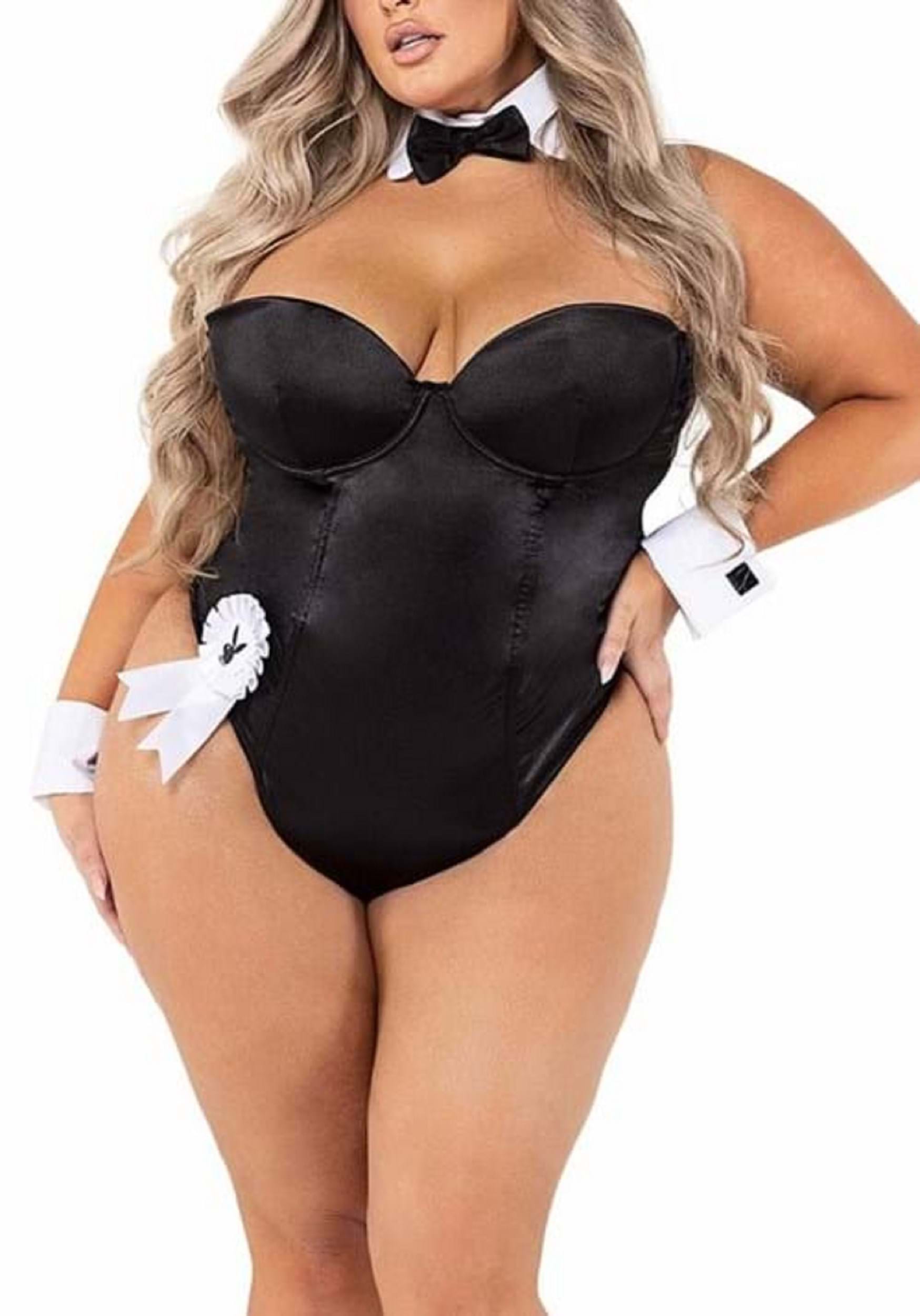 Plus Size Black Playboy Bunny Costume for Women 3 Plus Size Black Playboy Bunny Costume for Women