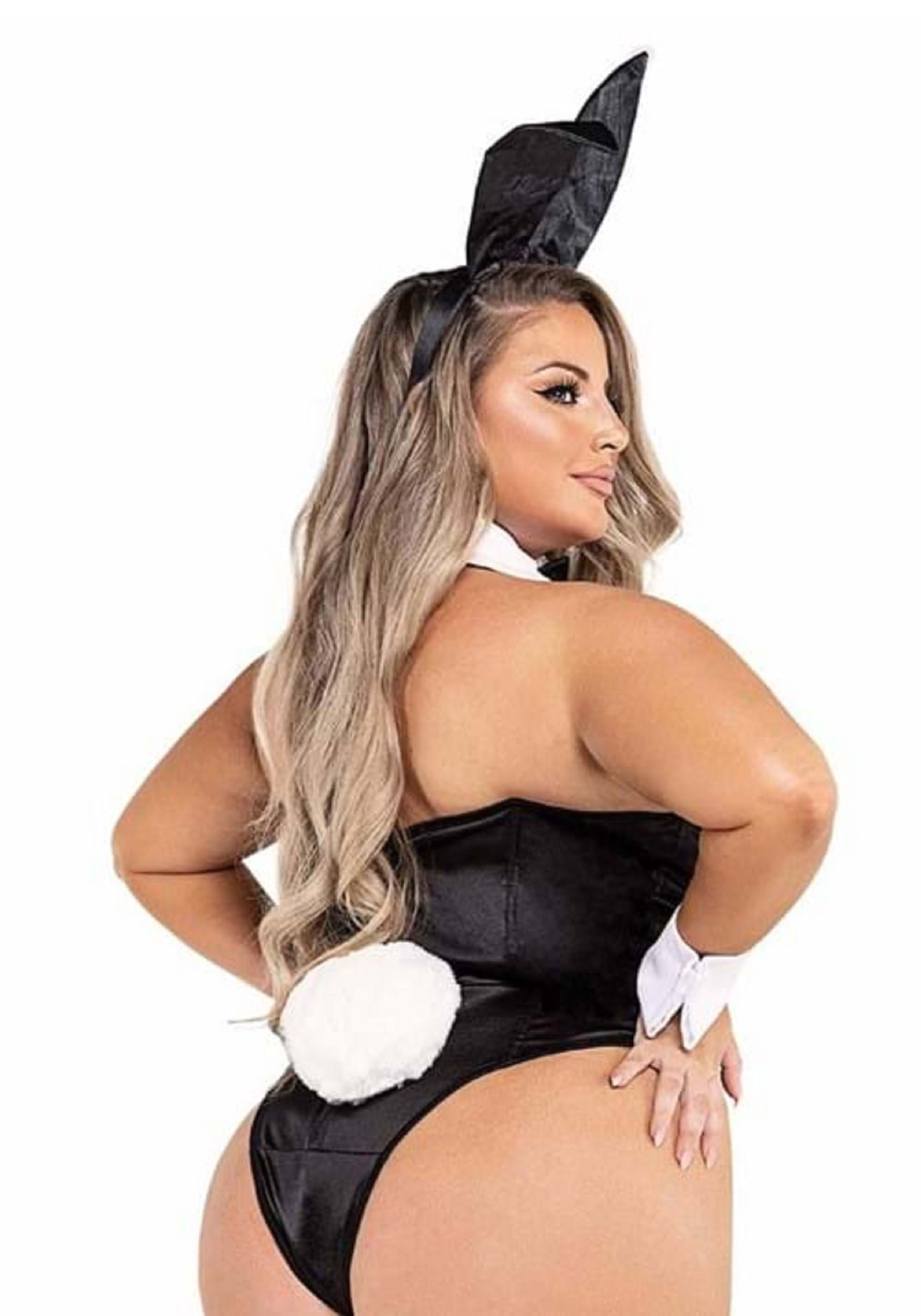 Plus Size Black Playboy Bunny Costume for Women 4 Plus Size Black Playboy Bunny Costume for Women