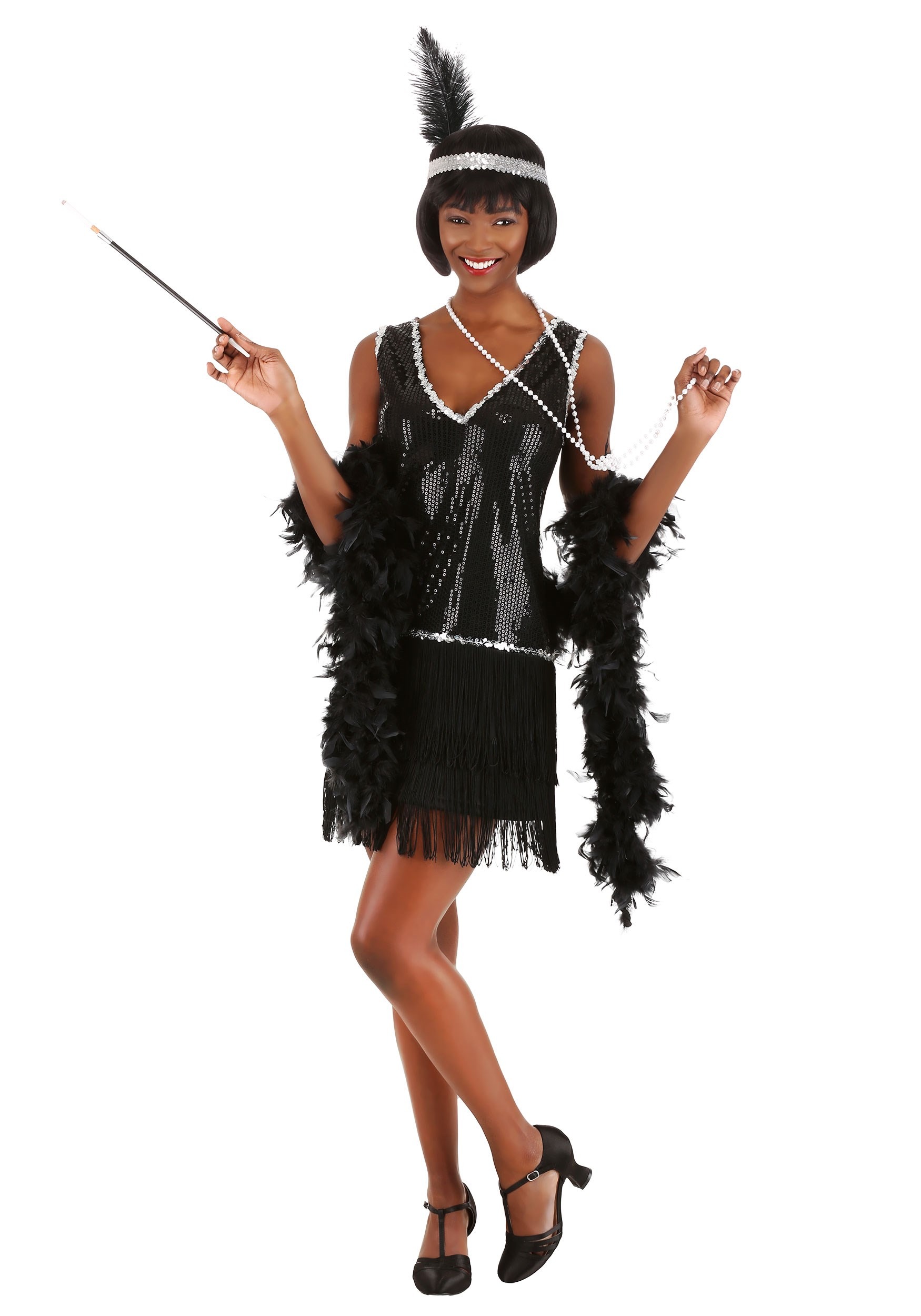Women's 20s Onyx Flapper Costume 1 Women's 20s Onyx Flapper Costume
