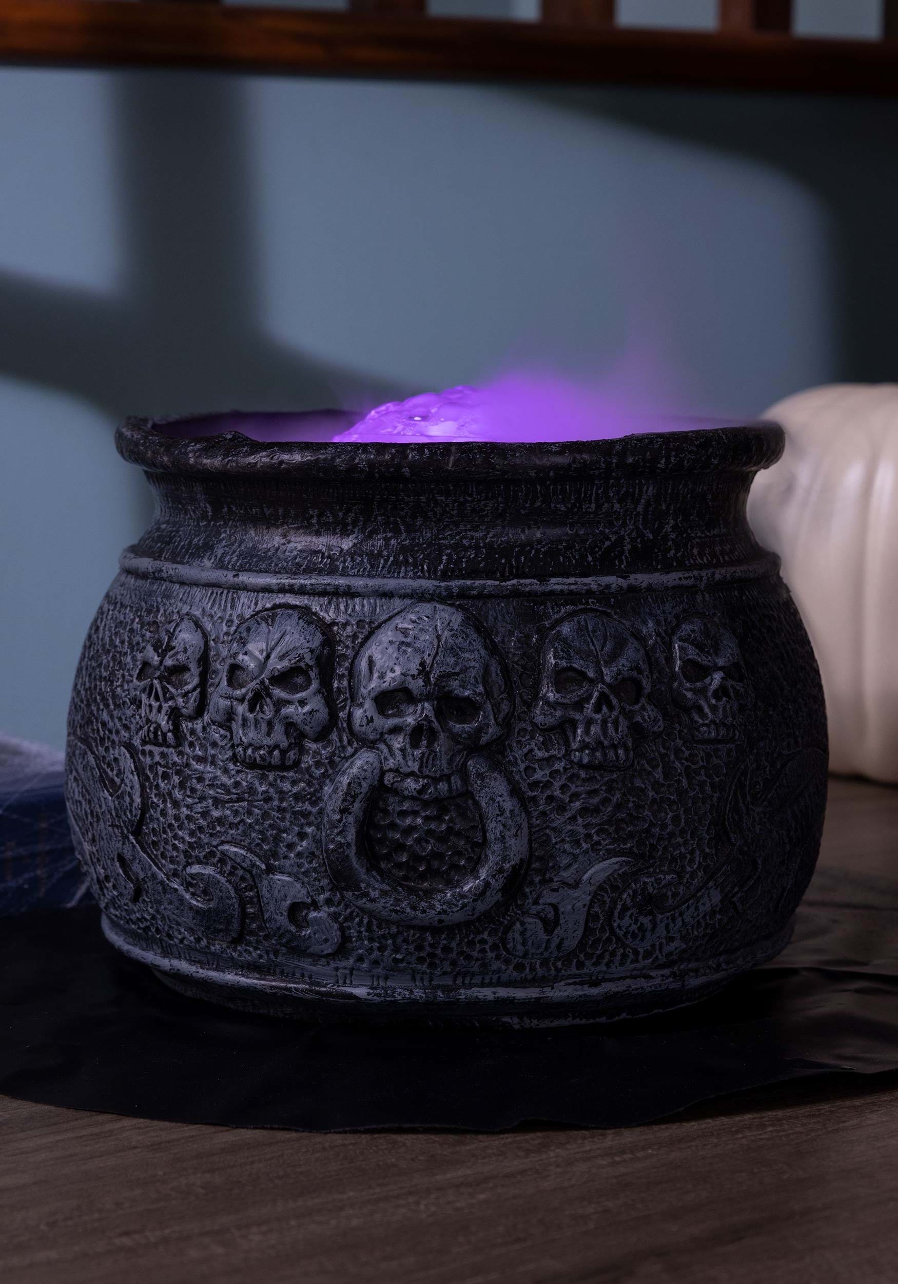 7-Inch Black Skull Misting Cauldron Decoration 2 7-Inch Black Skull Misting Cauldron Decoration