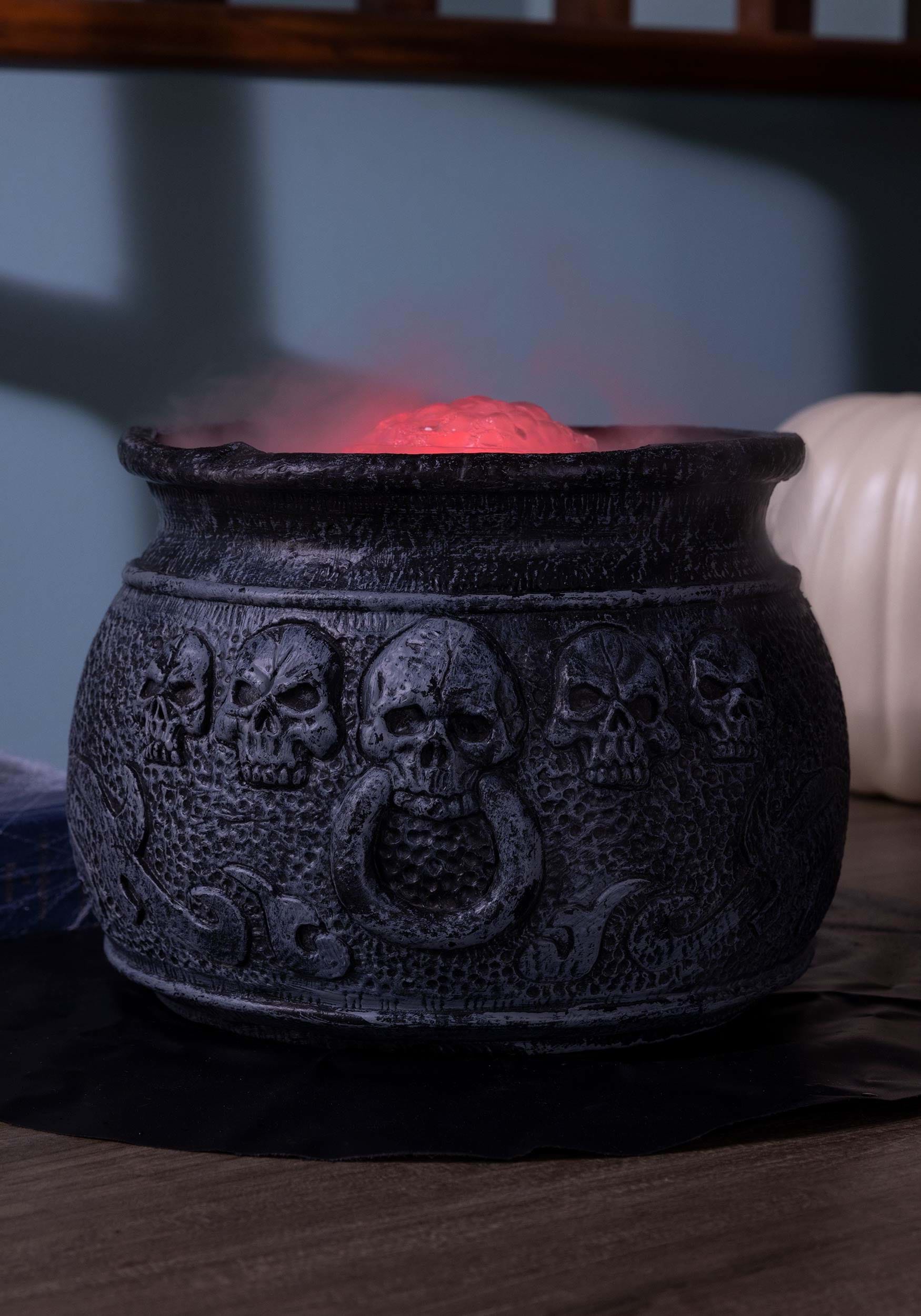 7-Inch Black Skull Misting Cauldron Decoration 3 7-Inch Black Skull Misting Cauldron Decoration
