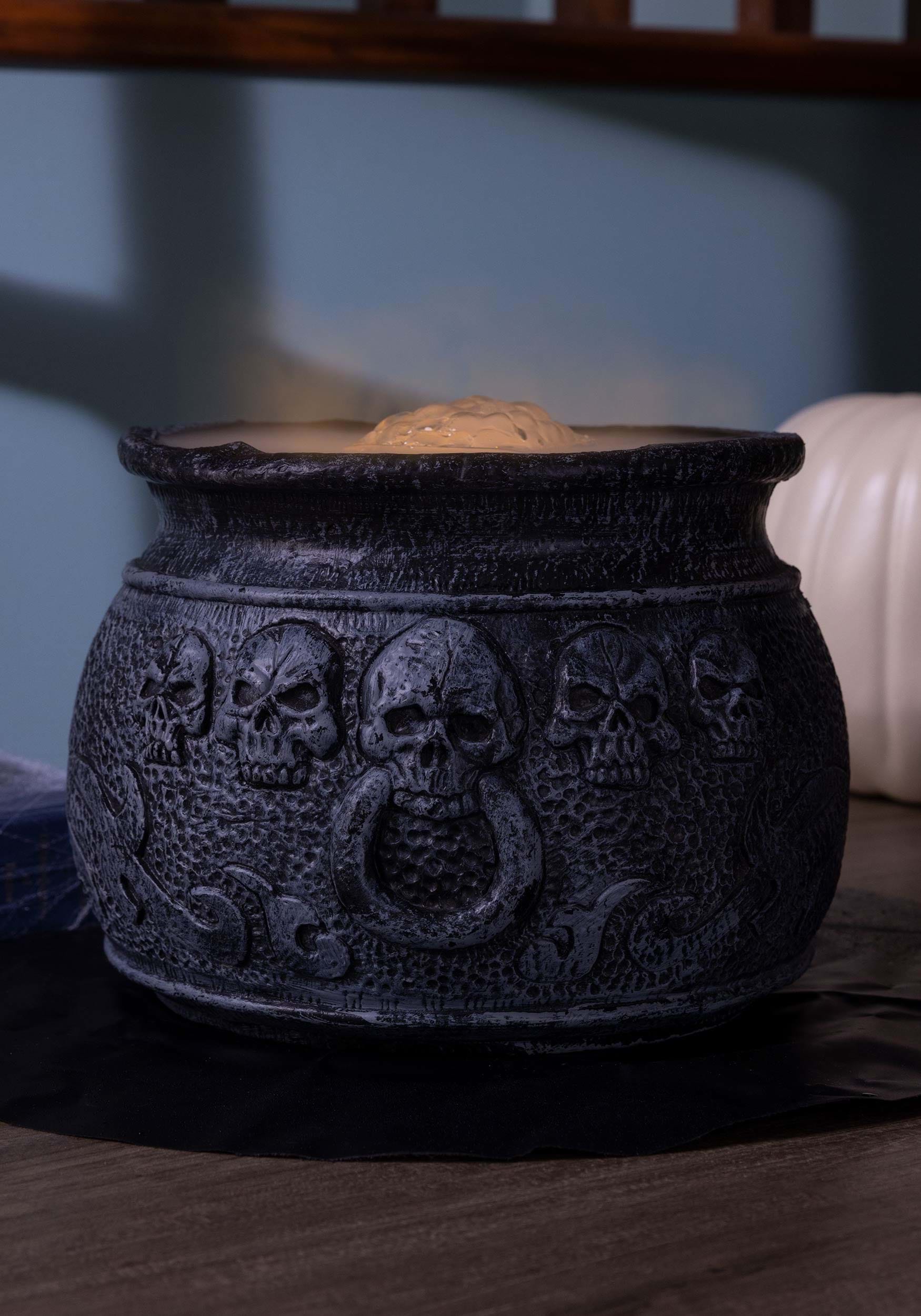 7-Inch Black Skull Misting Cauldron Decoration 4 7-Inch Black Skull Misting Cauldron Decoration