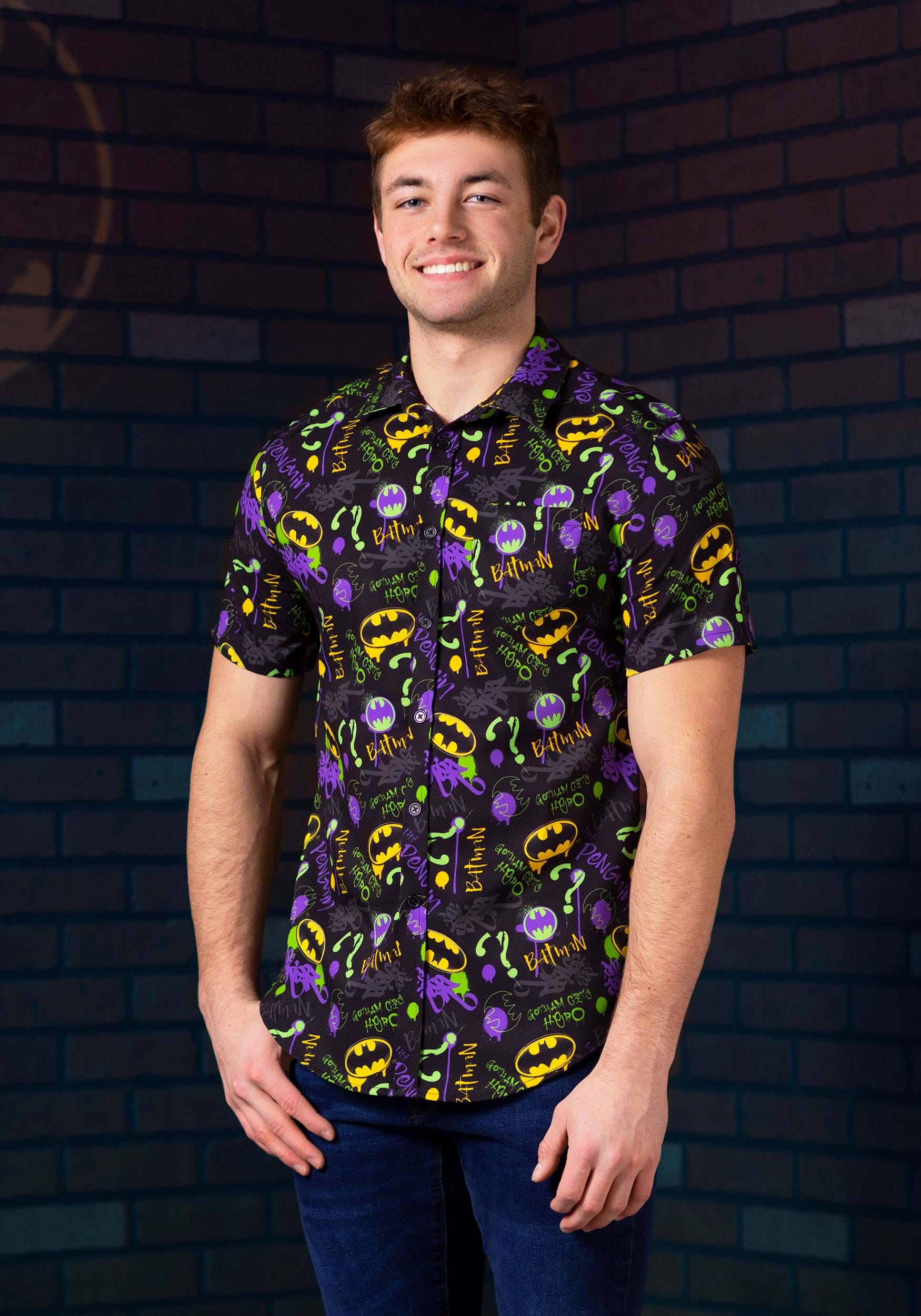 DC Comics Neon Rogues Gallery Batman Button-up Shirt