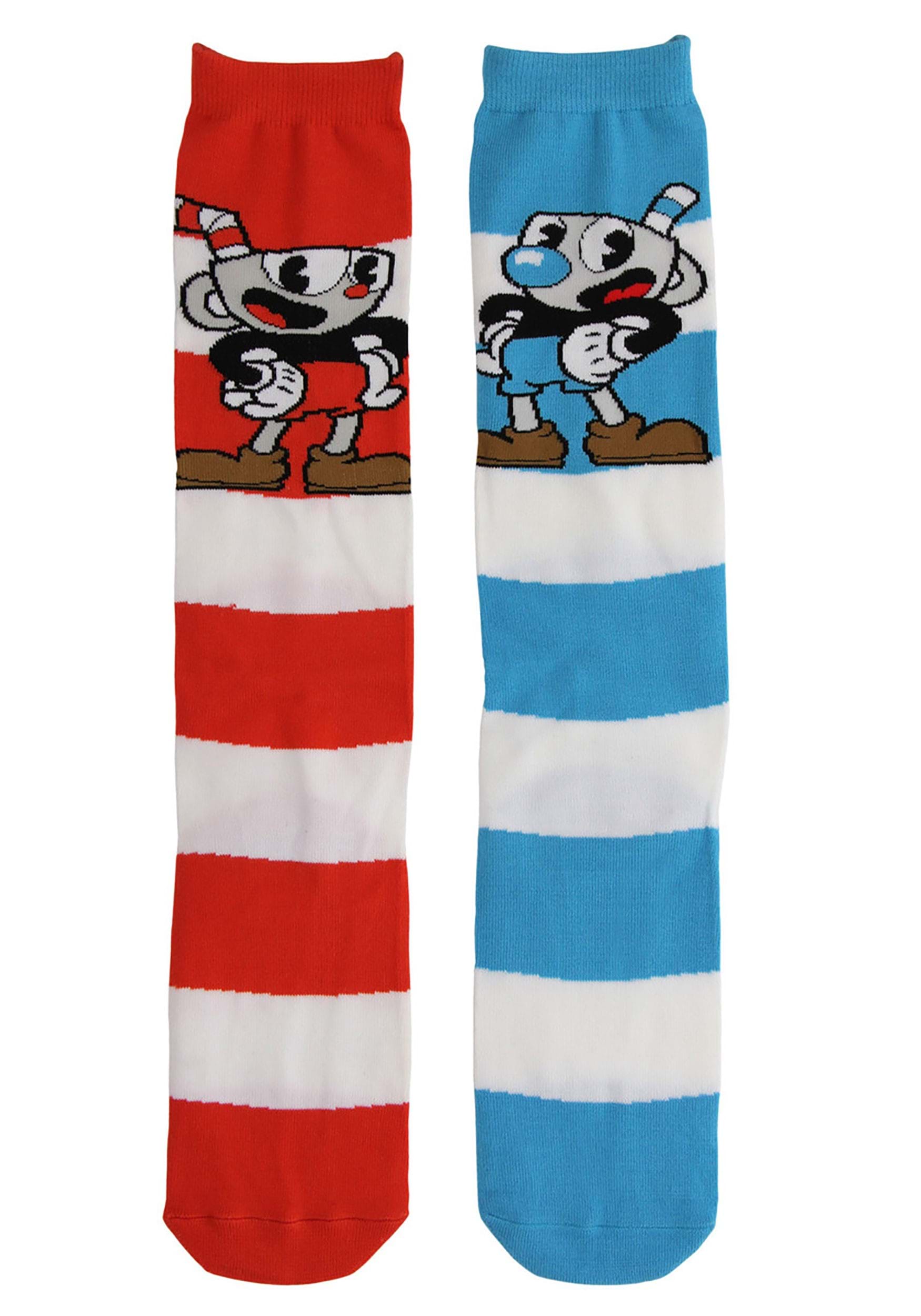 Cuphead & Mugman Striped Knee High Socks