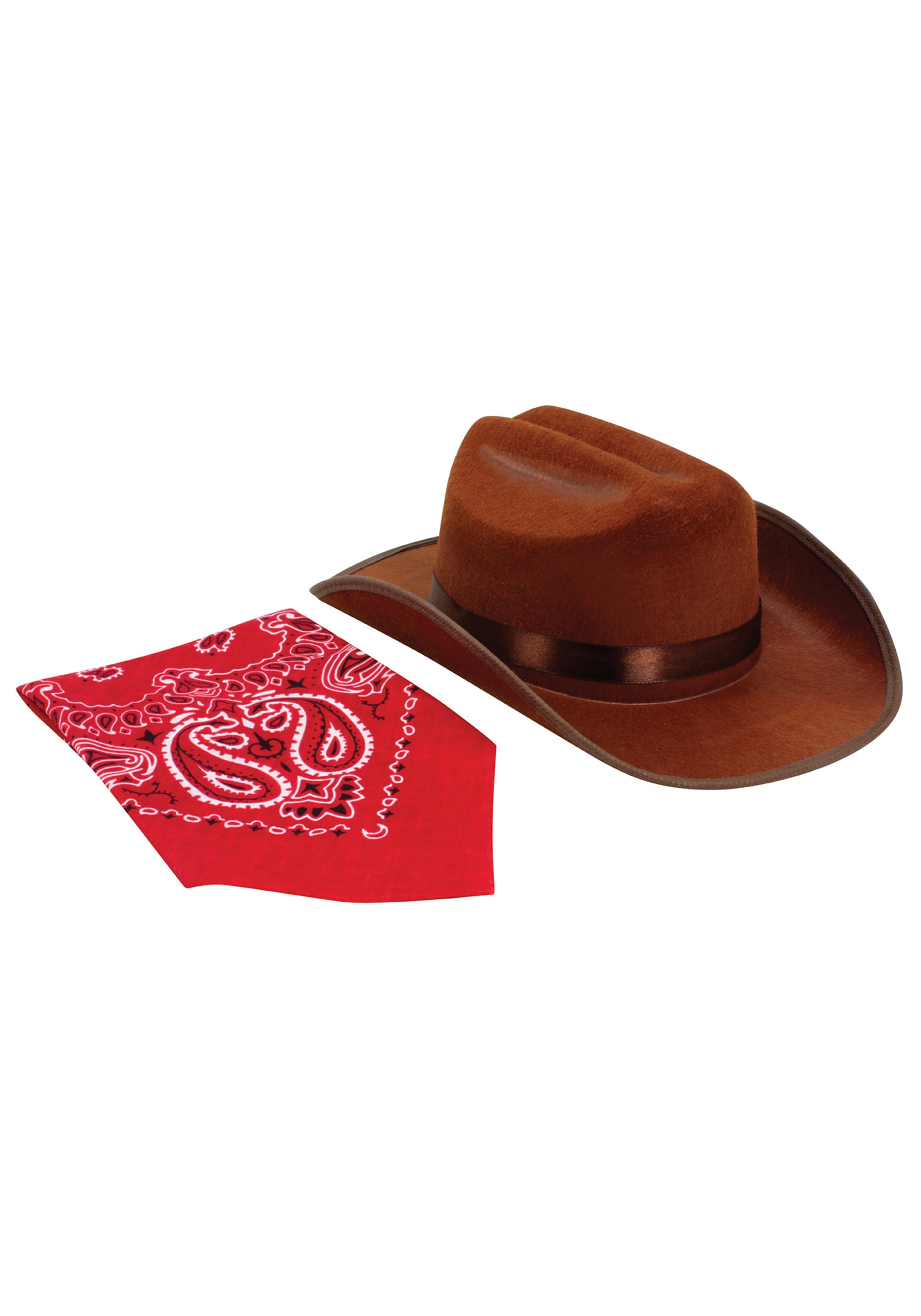 Brown Cowboy Costume Hat and Bandana Set
