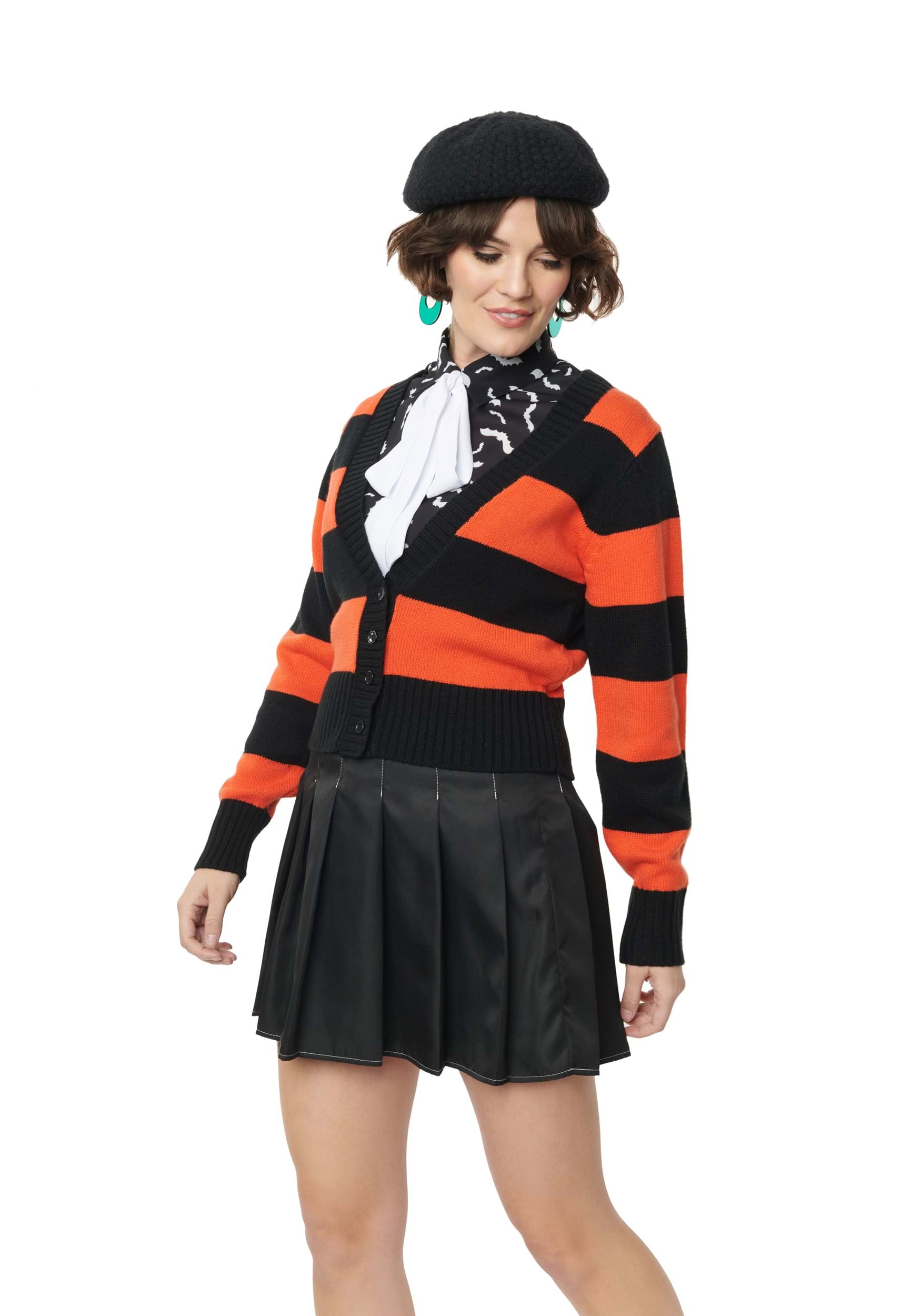 Unique Vintage Spooky Cat Striped Cardigan for Adults