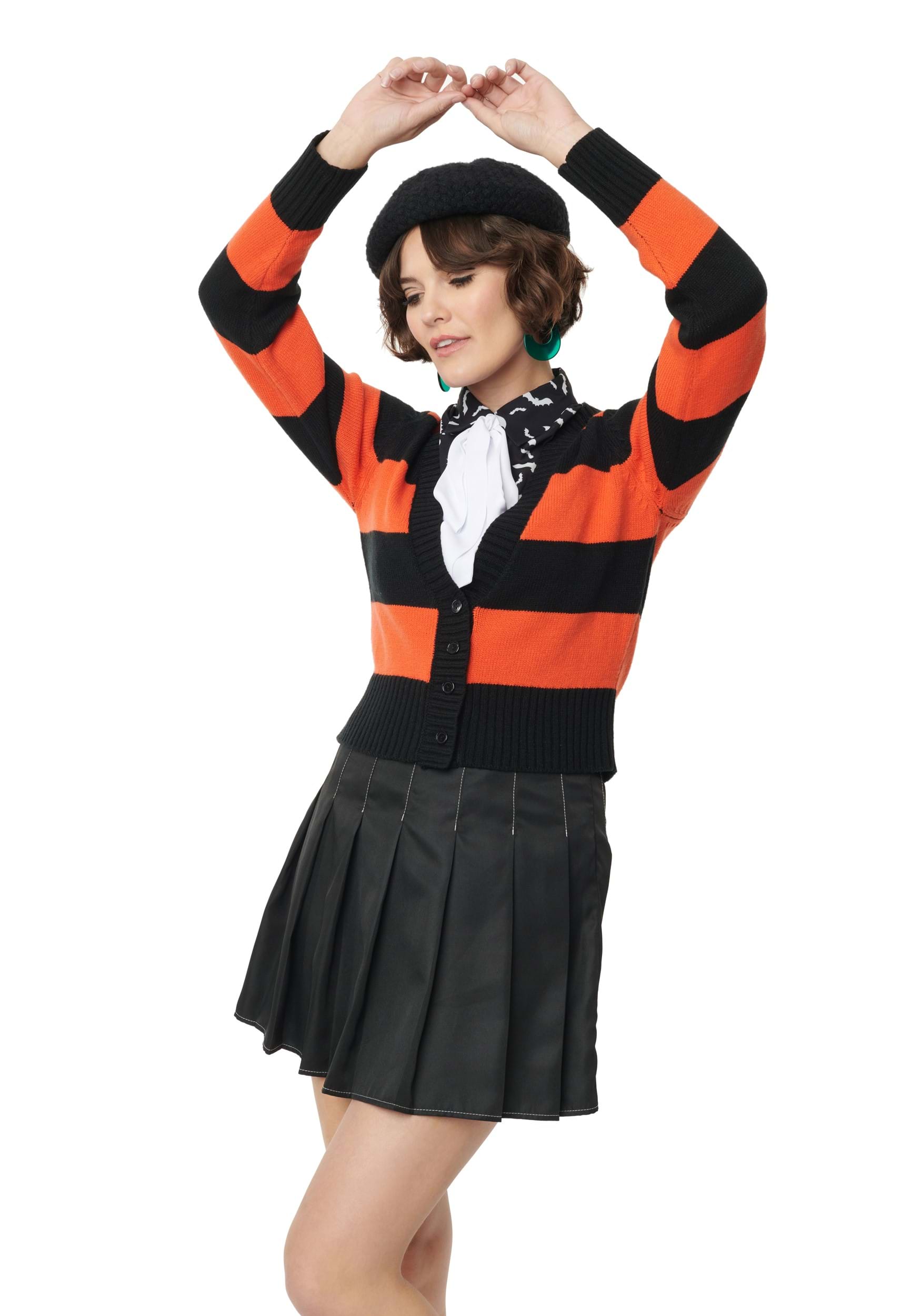 Unique Vintage Spooky Cat Striped Cardigan for Adults