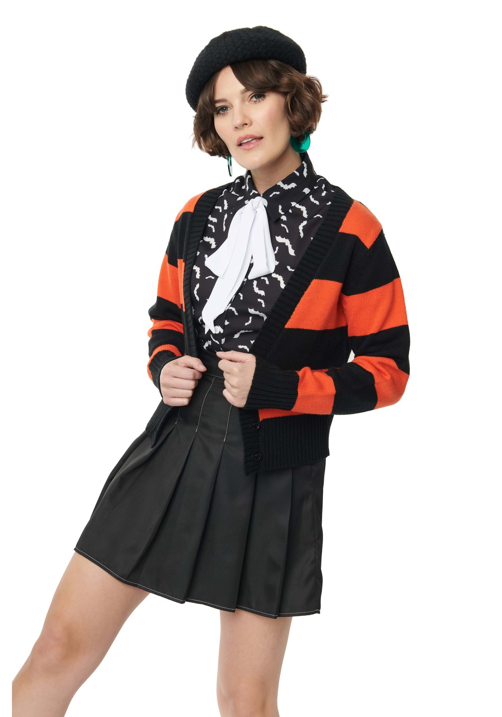 Unique Vintage Spooky Cat Striped Cardigan for Adults