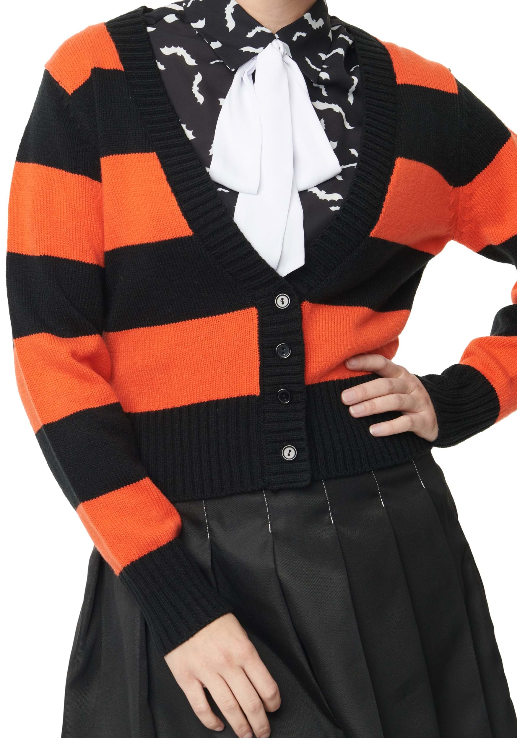 Unique Vintage Spooky Cat Striped Cardigan for Adults