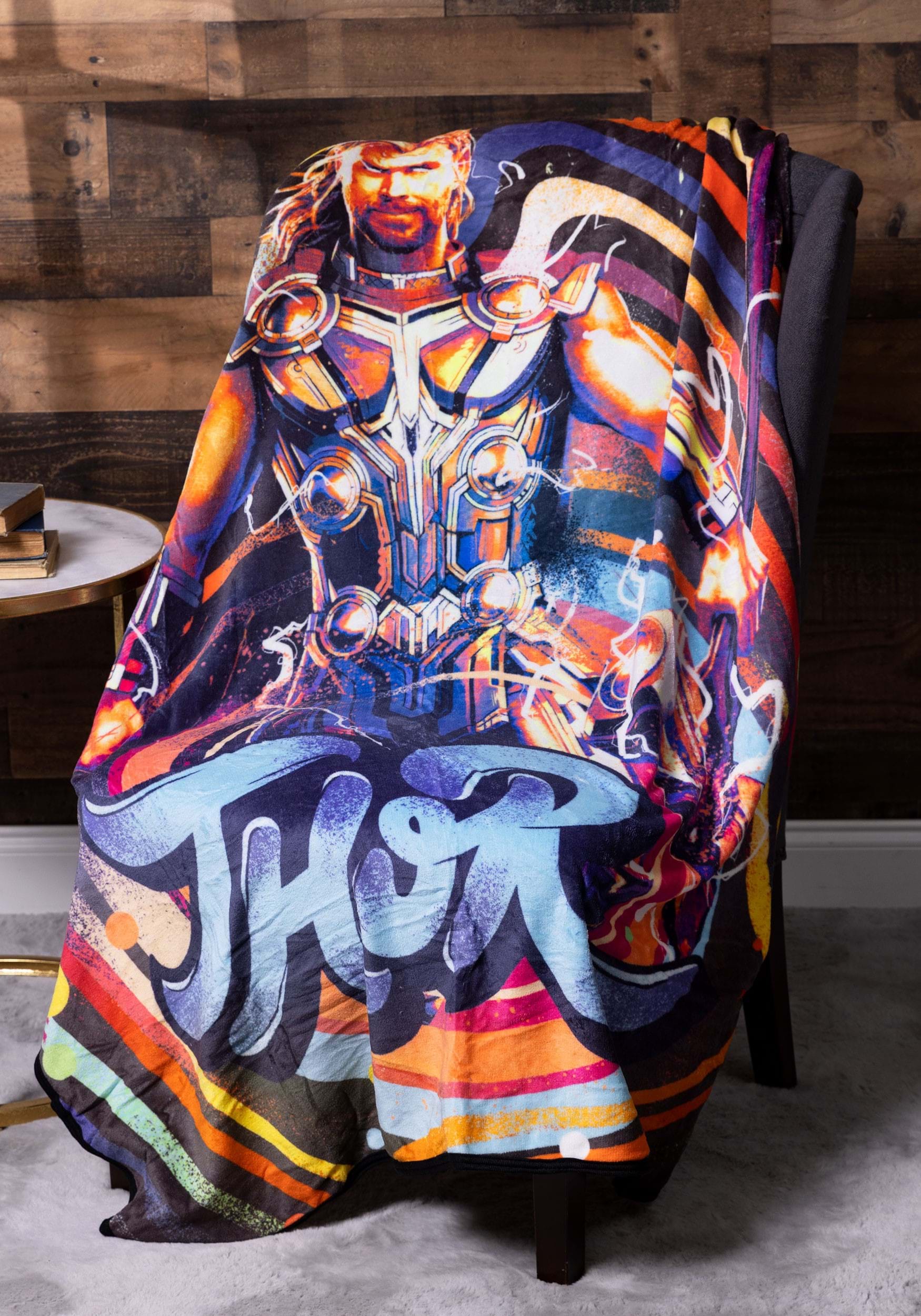 Marvel Thor: Love and Thunder - Thunderous Thor Micro Raschel Throw Blanket