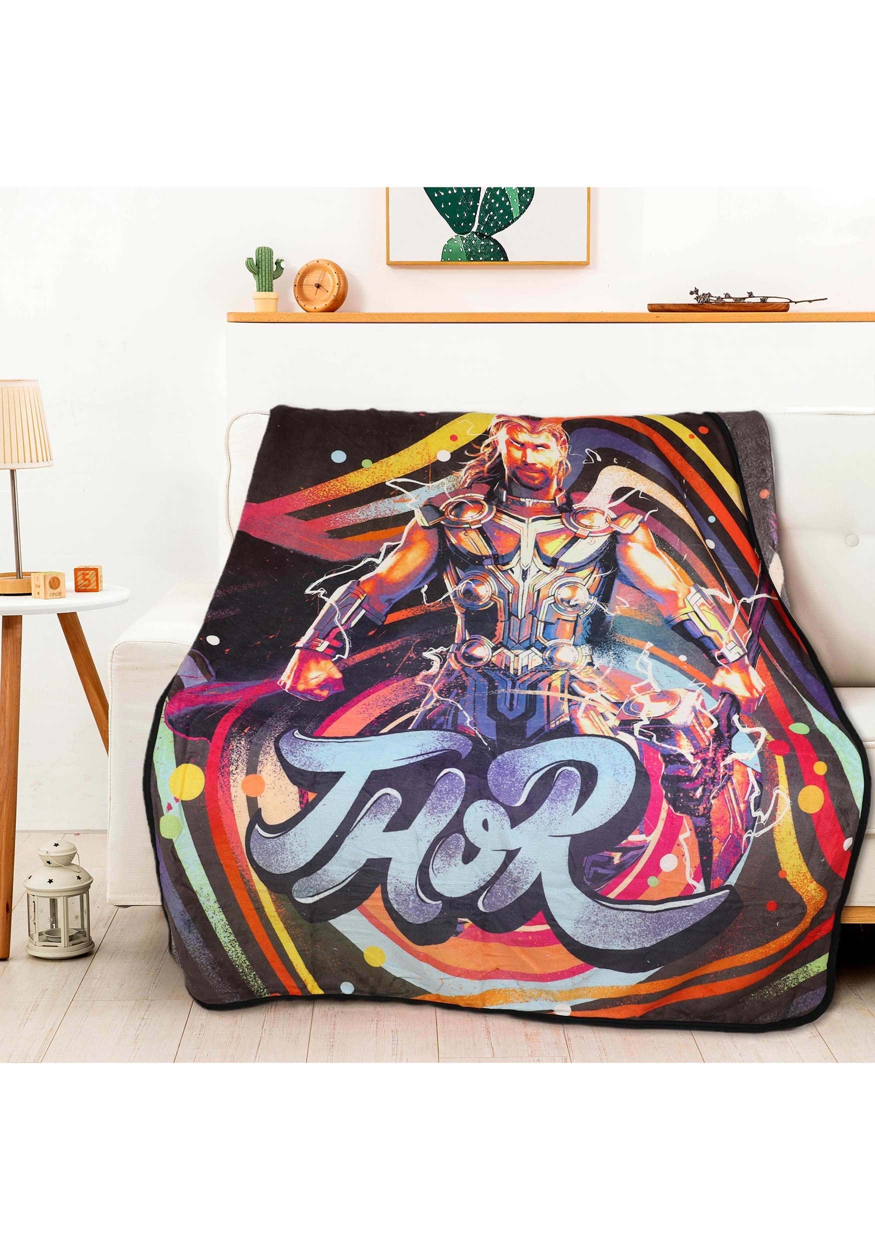 Marvel Thor: Love and Thunder - Thunderous Thor Micro Raschel Throw Blanket