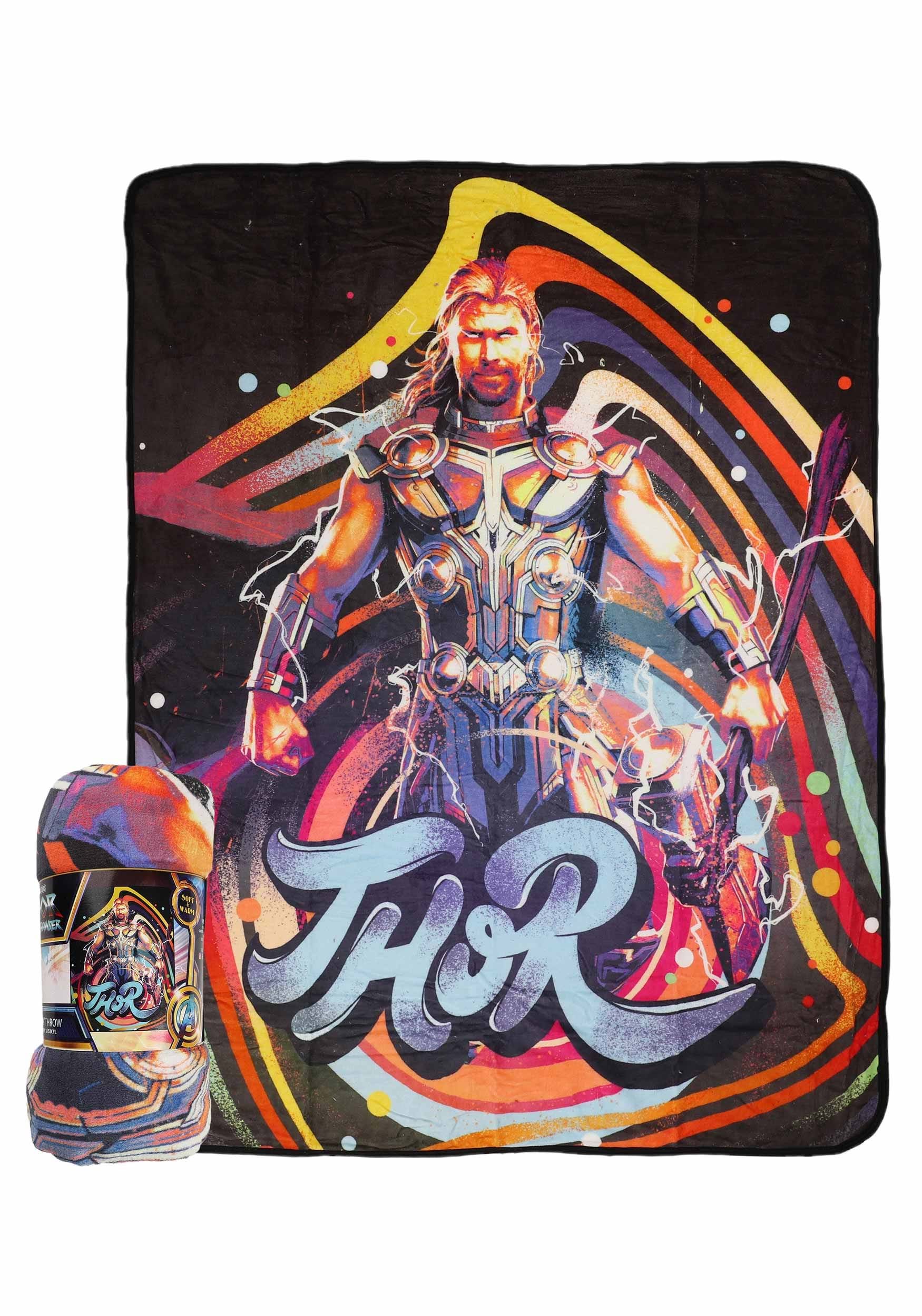 Marvel Thor: Love and Thunder - Thunderous Thor Micro Raschel Throw Blanket