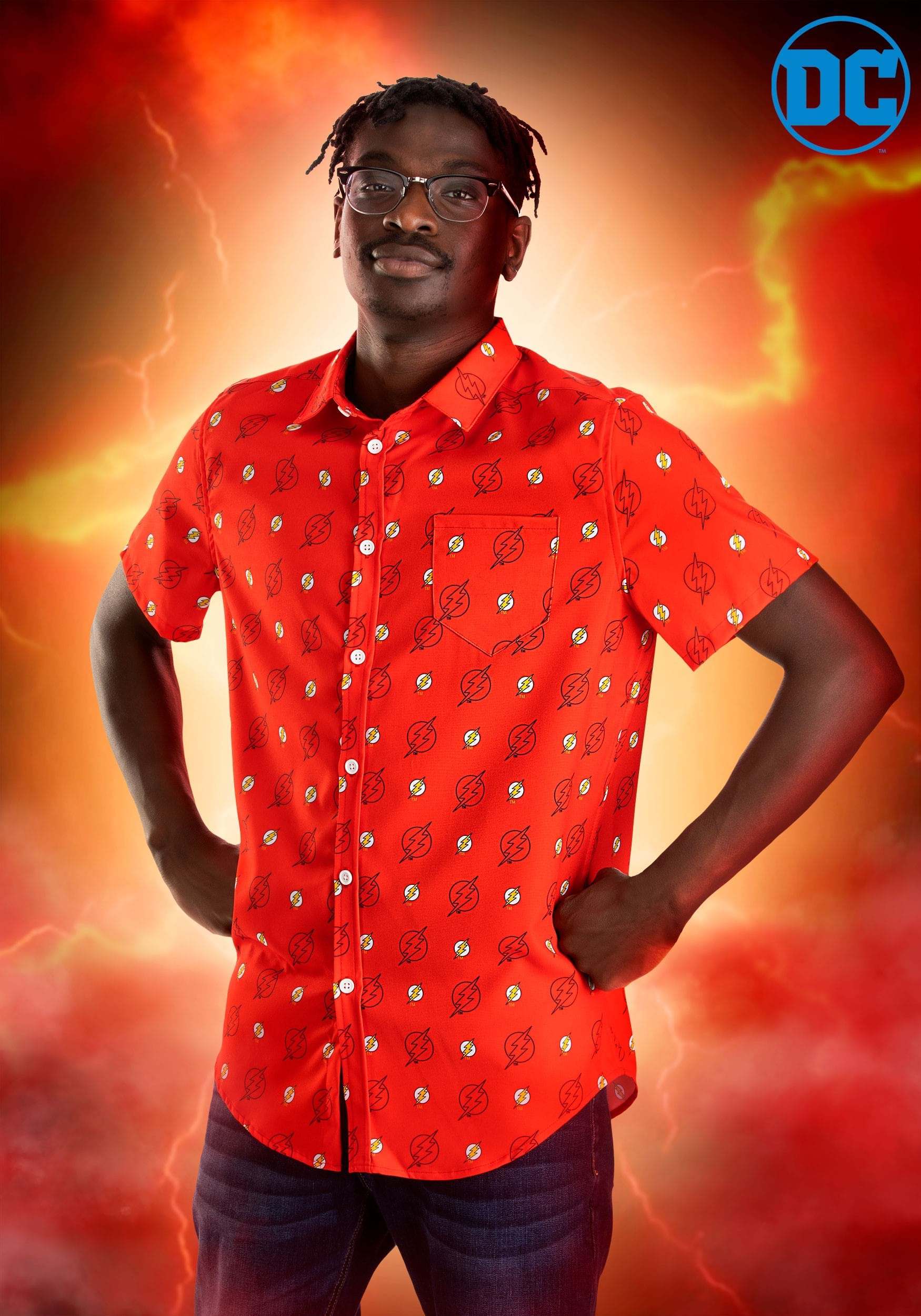 DC Comics The Flash Adult Button Up Shirt
