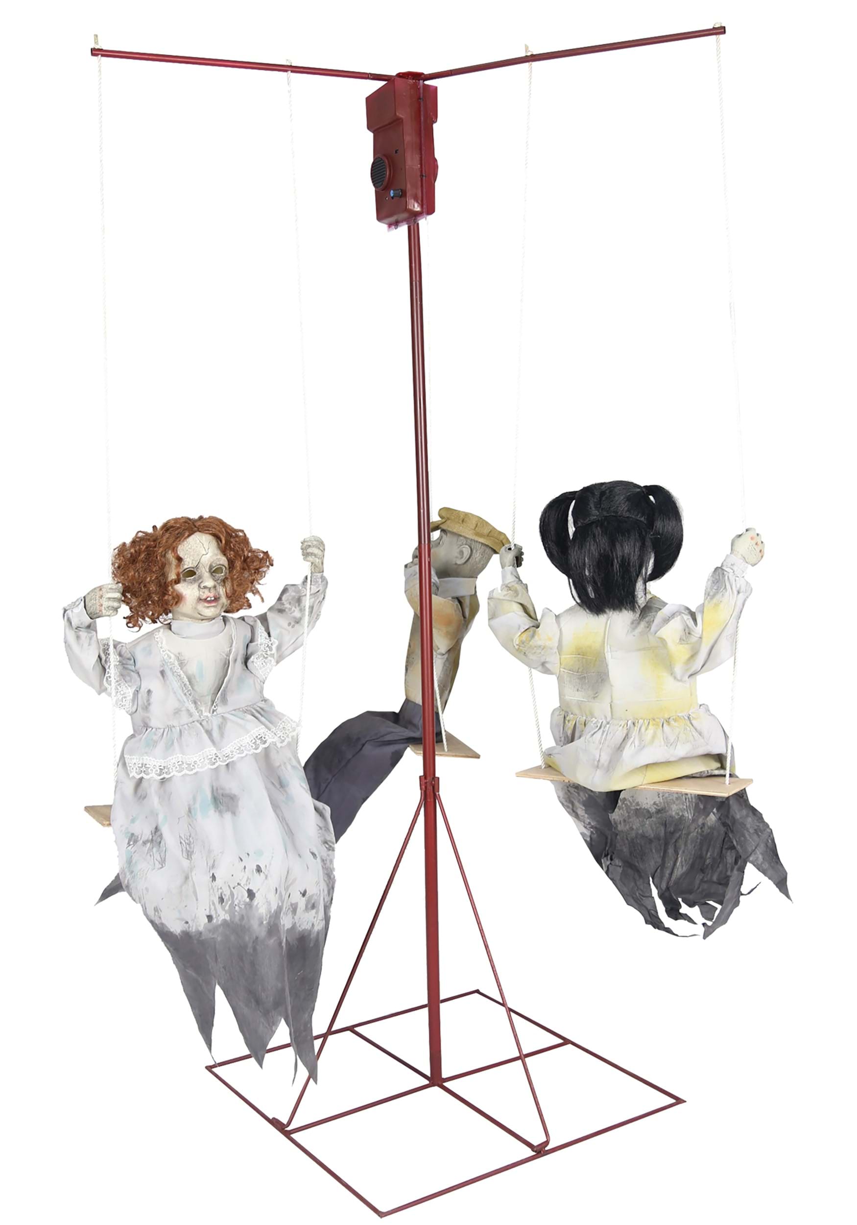 72-Inch Animated Ghostly Go Round with 3 Dolls Halloween Decoration