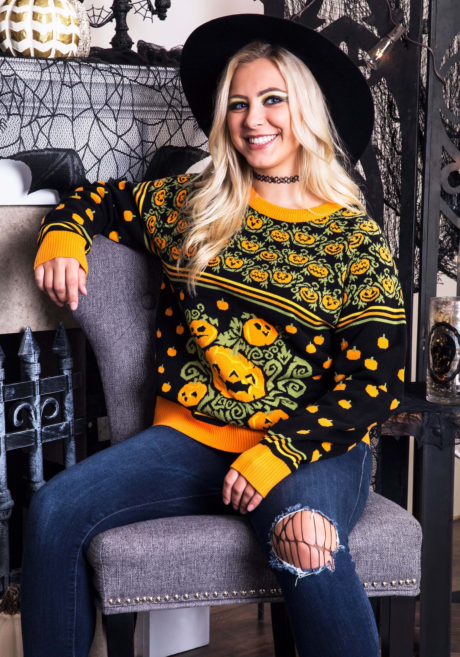 Pumpkin Patch Ugly Halloween Adults Sweater 1 Pumpkin Patch Ugly Halloween Adults Sweater