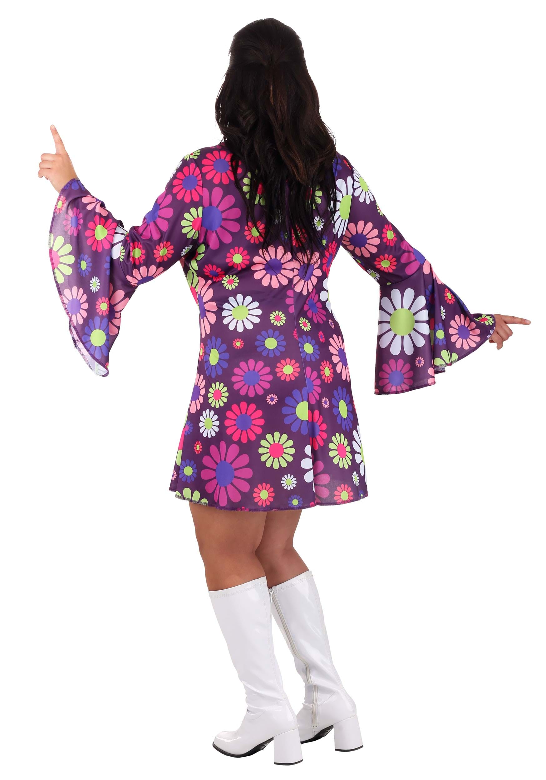 Women's Plus Size Groovy Flower Power Costume