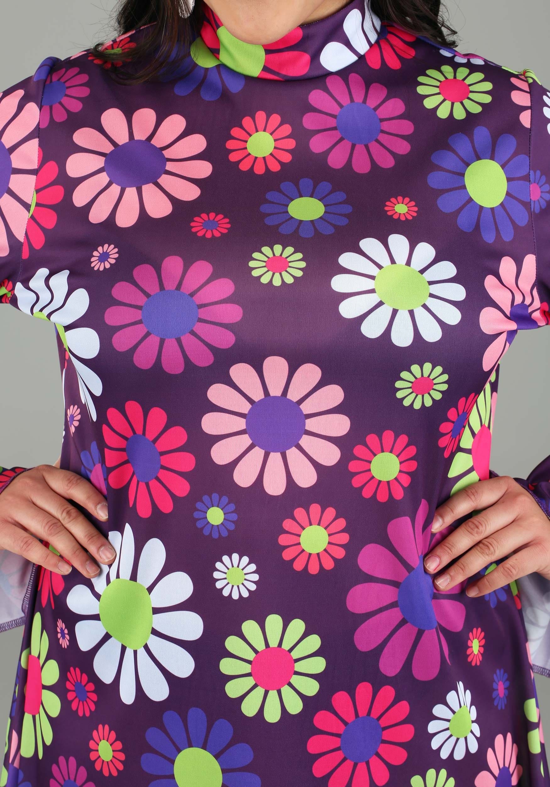 Women's Plus Size Groovy Flower Power Costume