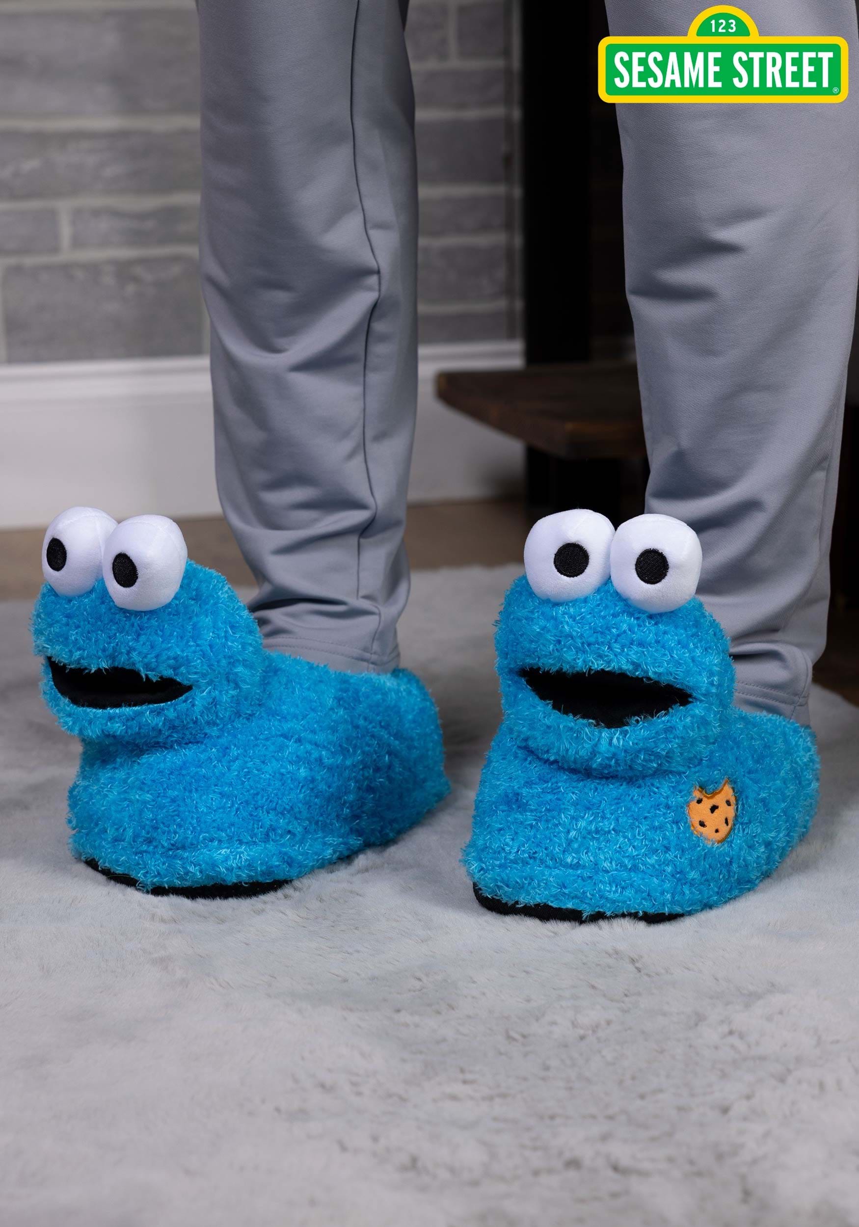 Cookie Monster Plush Slippers for Adults